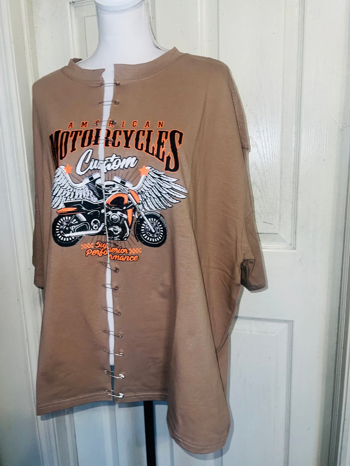 Motorcycle Split Distressed Oversized Tee