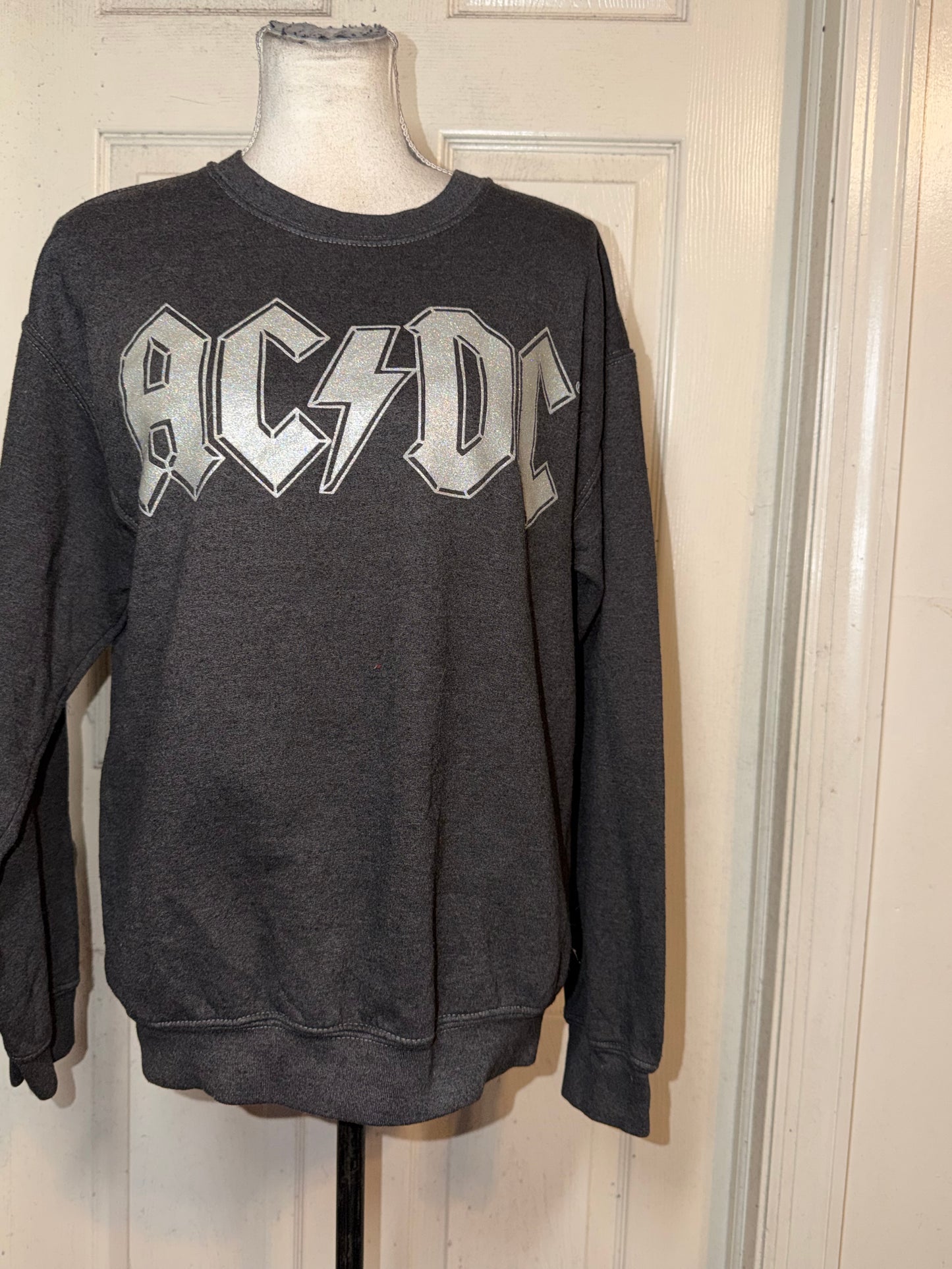 AC/DC Double Sided Oversized Distressed Sweatshirt