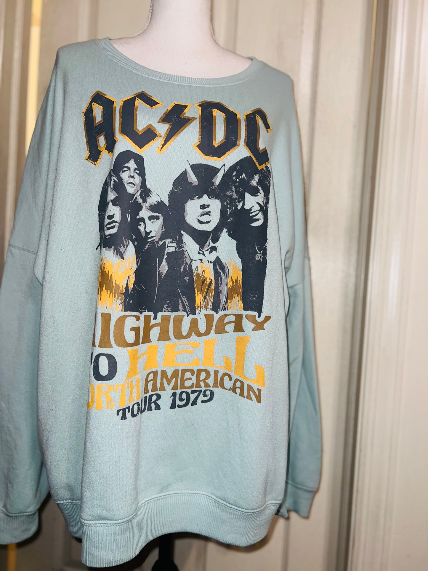 AC/DC Oversized Distressed Sweatshirt