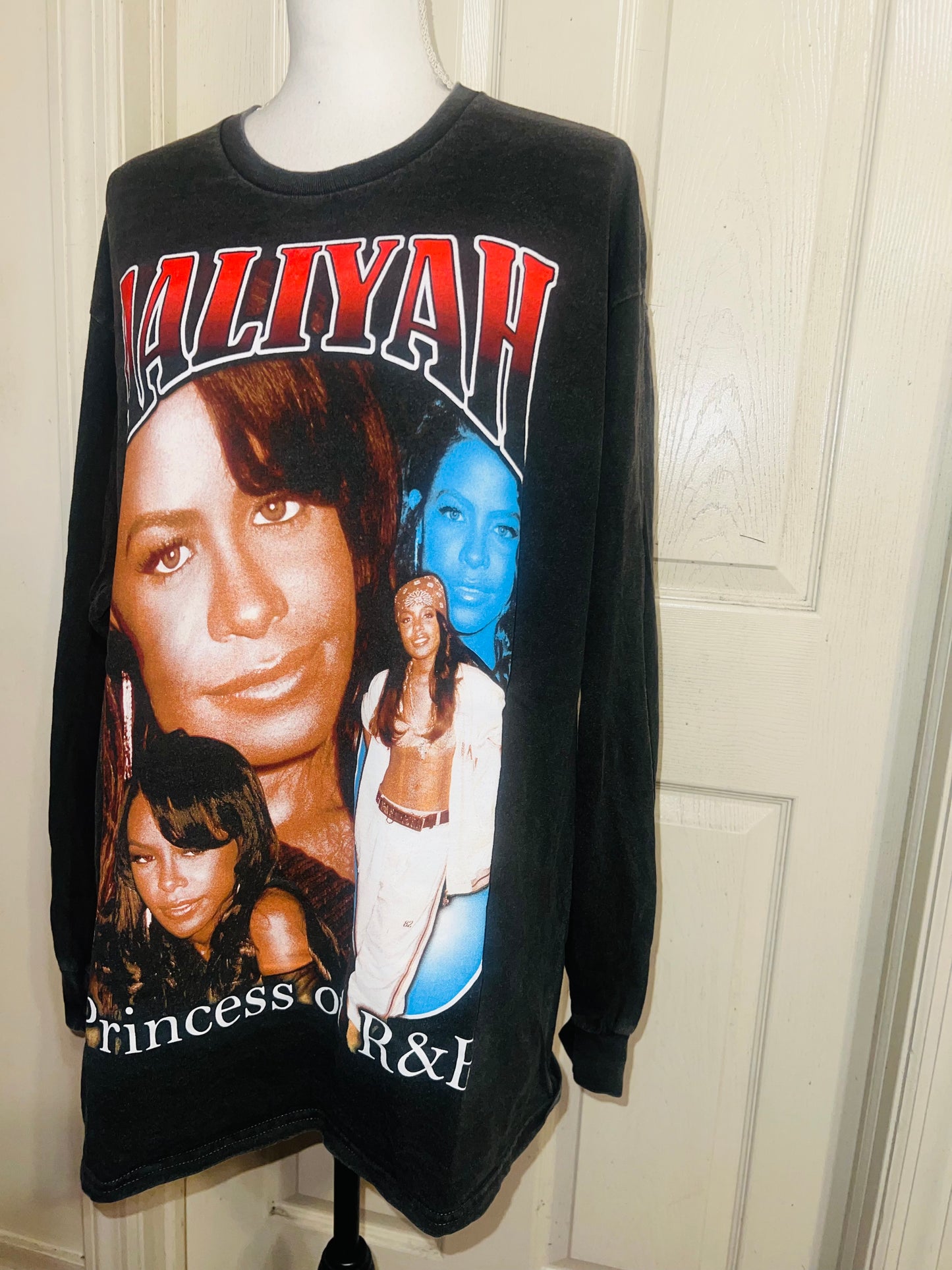 Aaliyah Oversized Distressed Long Sleeve Tee