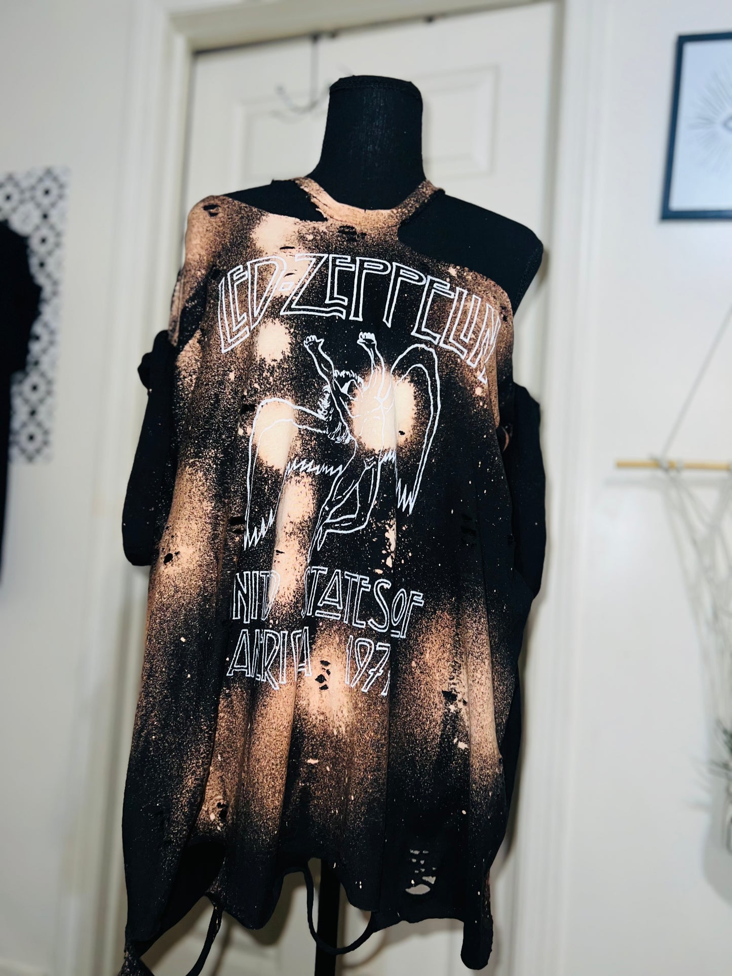 Led Zeppelin Bleached Oversized Distresed Tee