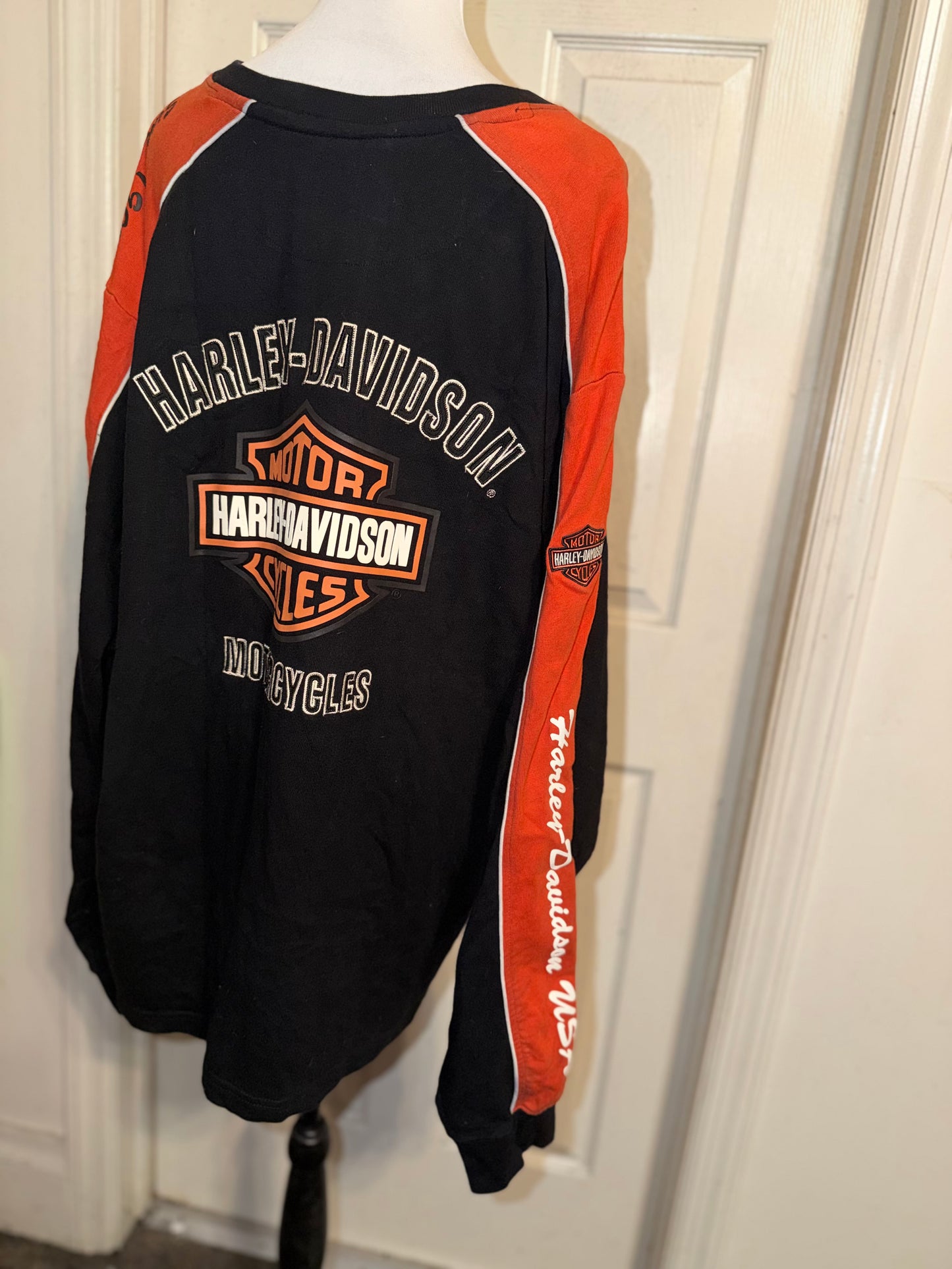Harley Davidson Double Sided Oversized Distressed Vintage Jersey Sweatshirt