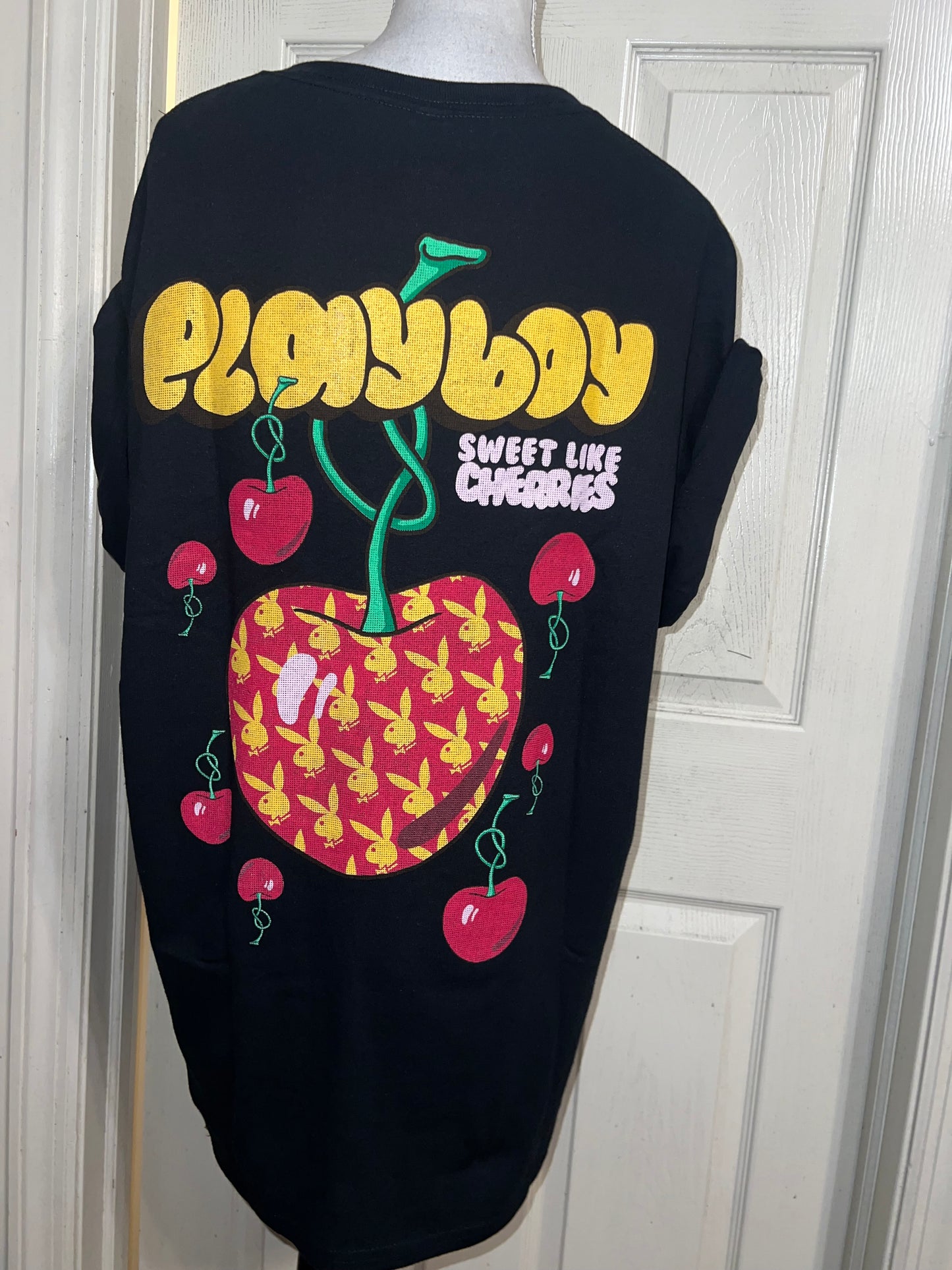 Playboy Cherry Double Sided Oversized Distressed Tee