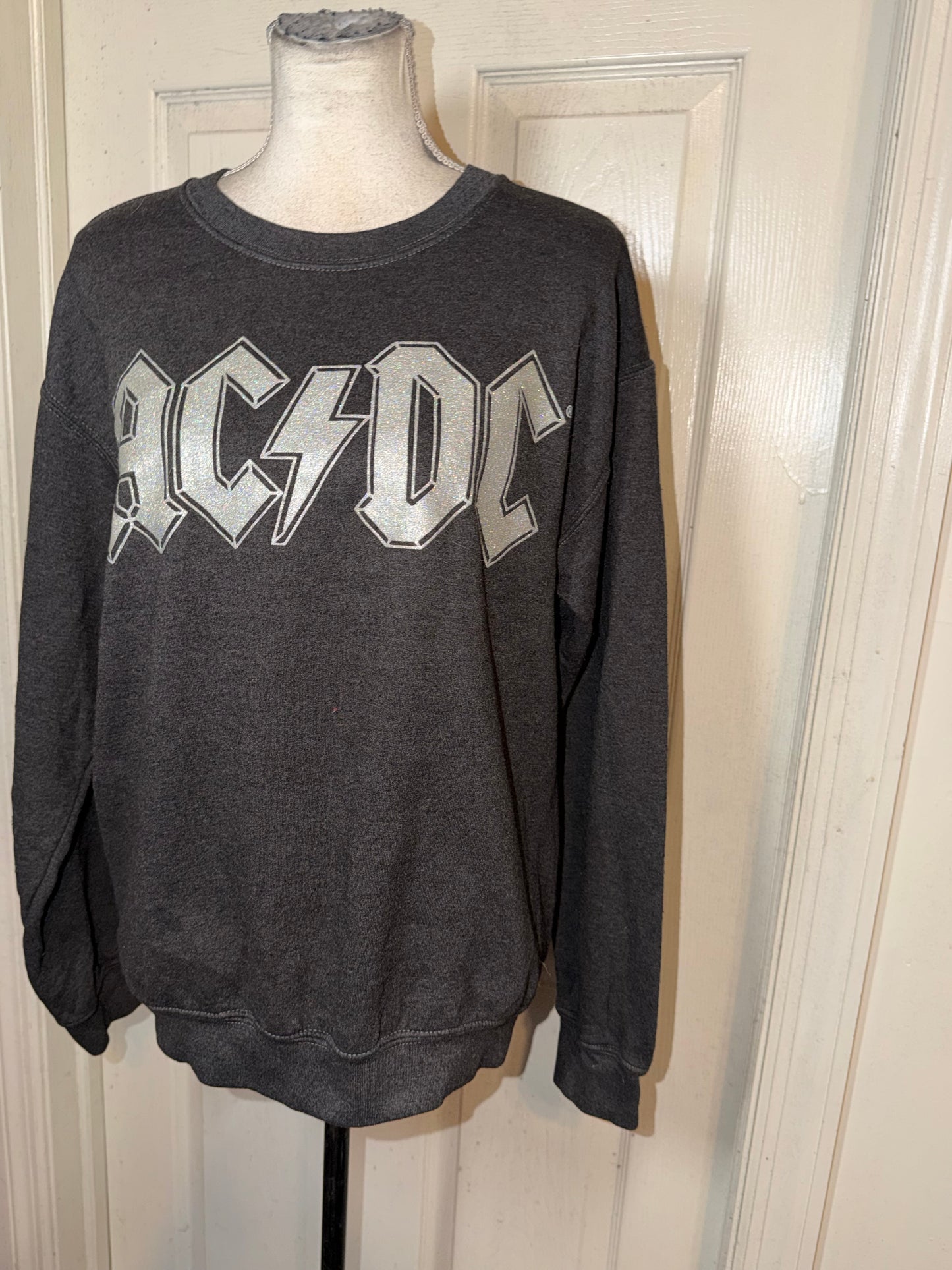 AC/DC Double Sided Oversized Distressed Sweatshirt