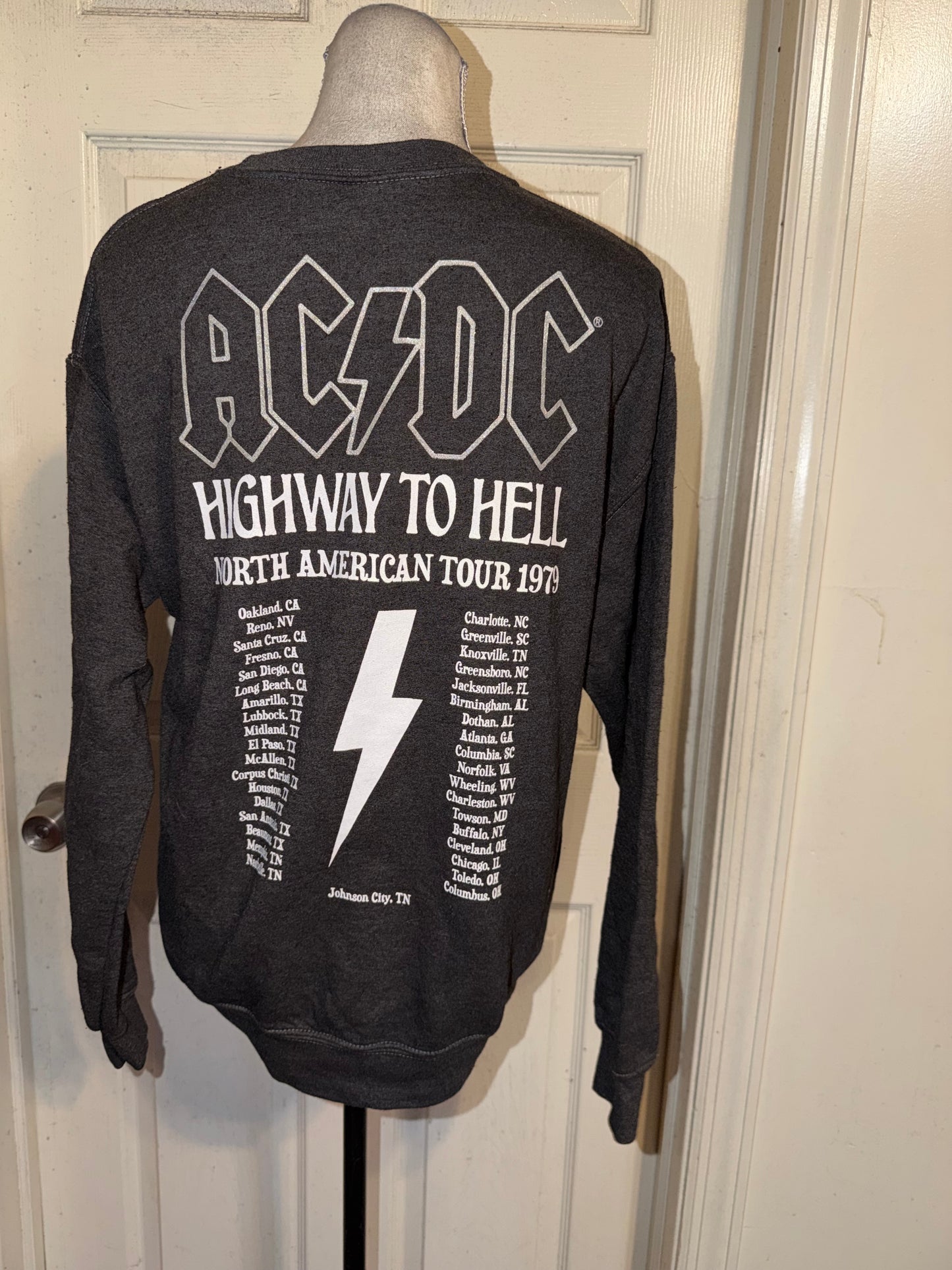 AC/DC Double Sided Oversized Distressed Sweatshirt