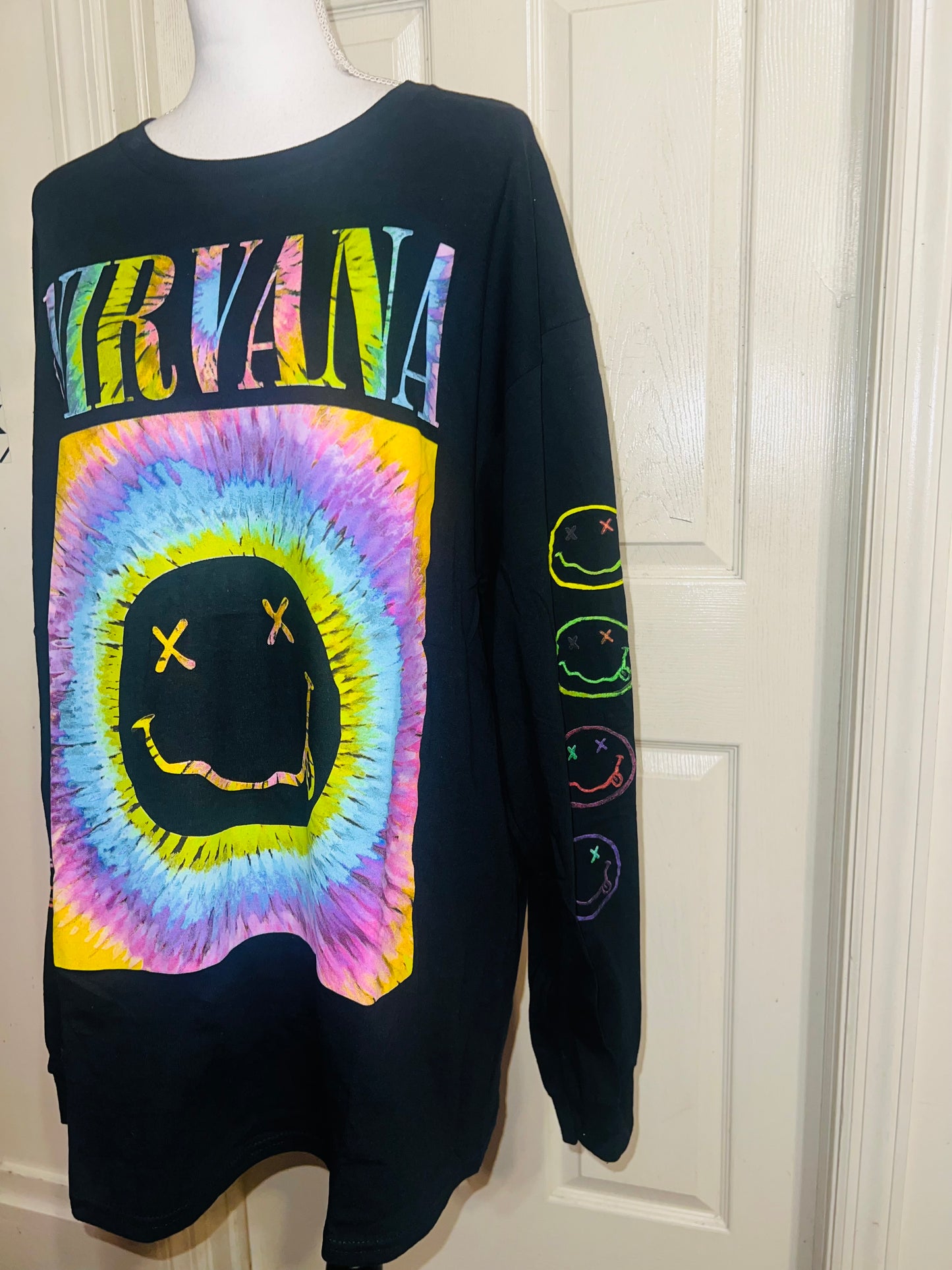 Nirvana Oversized Distressed Long Sleeve Tee