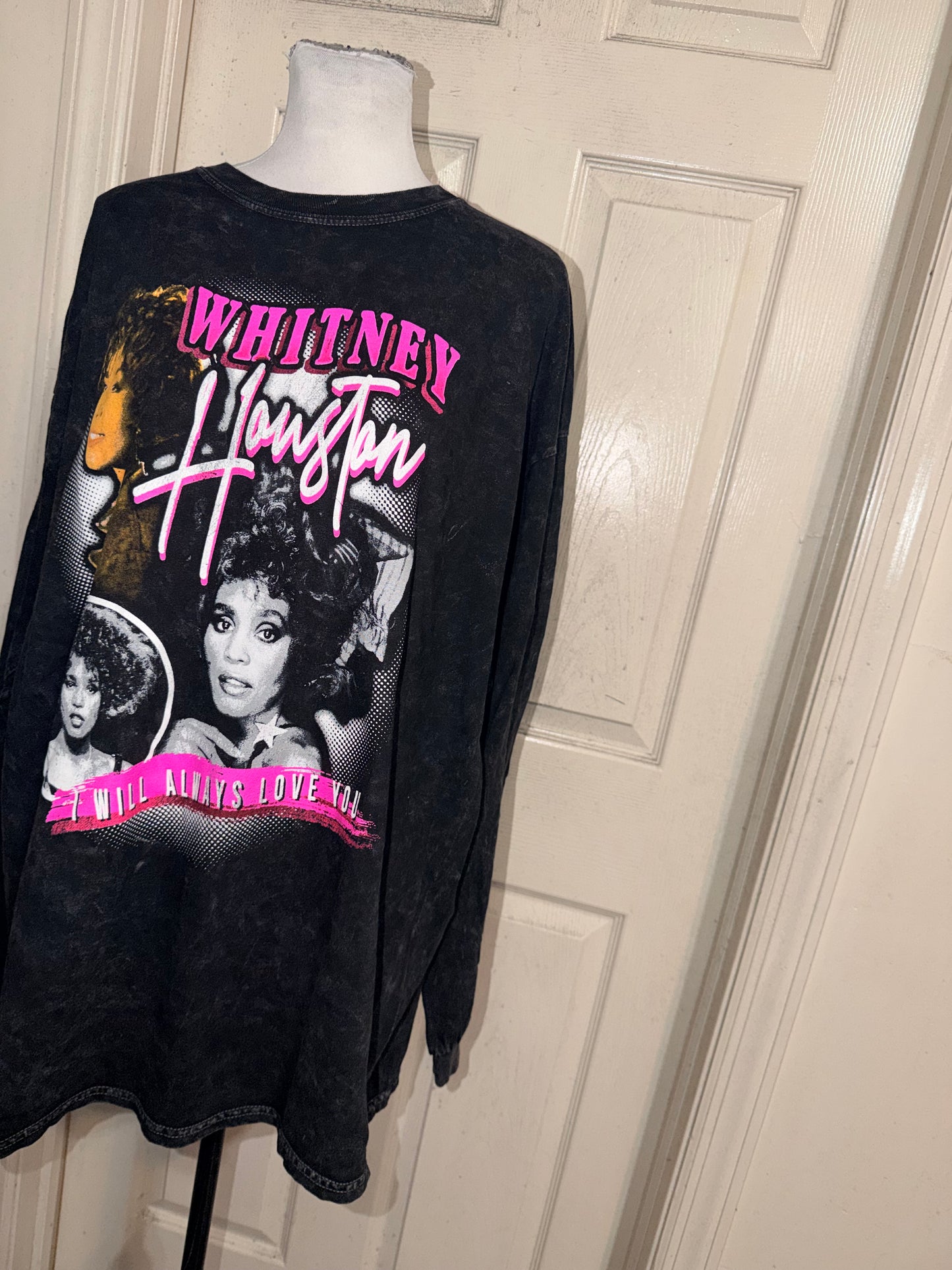 Whitney Houston Oversized Distressed Long Sleeve Tee