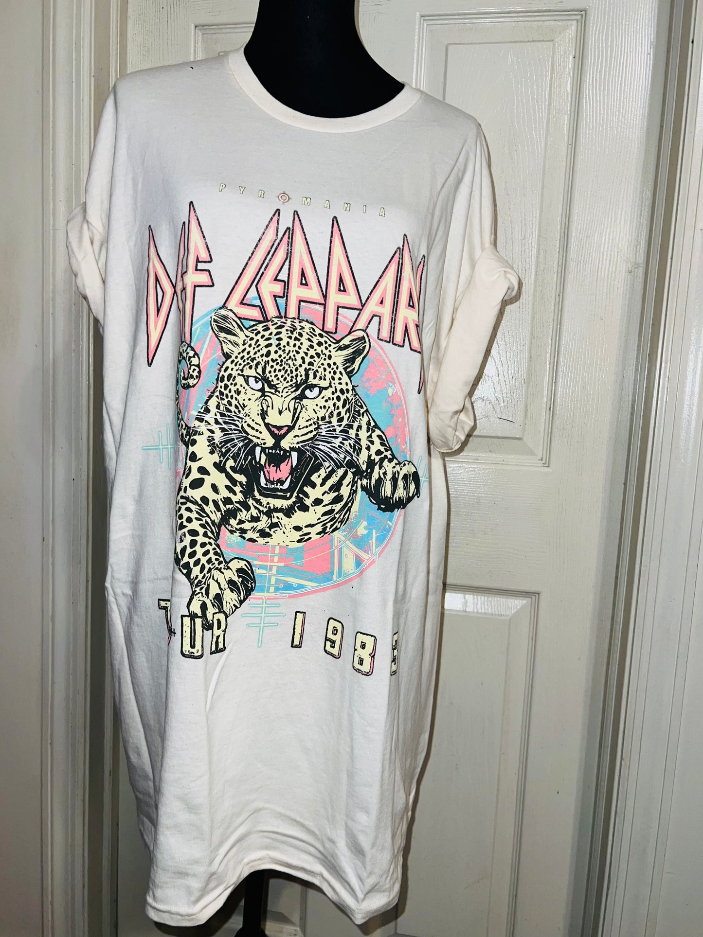 Def Leppard Double Sided Oversized Distressed Tee