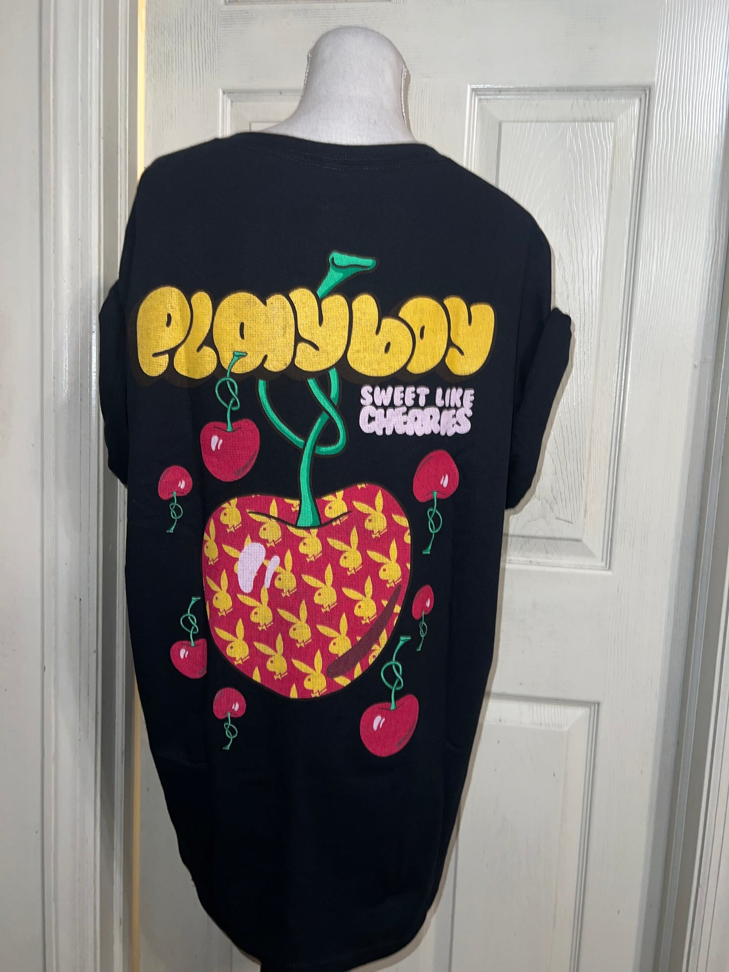 Playboy Cherry Double Sided Oversized Distressed Tee