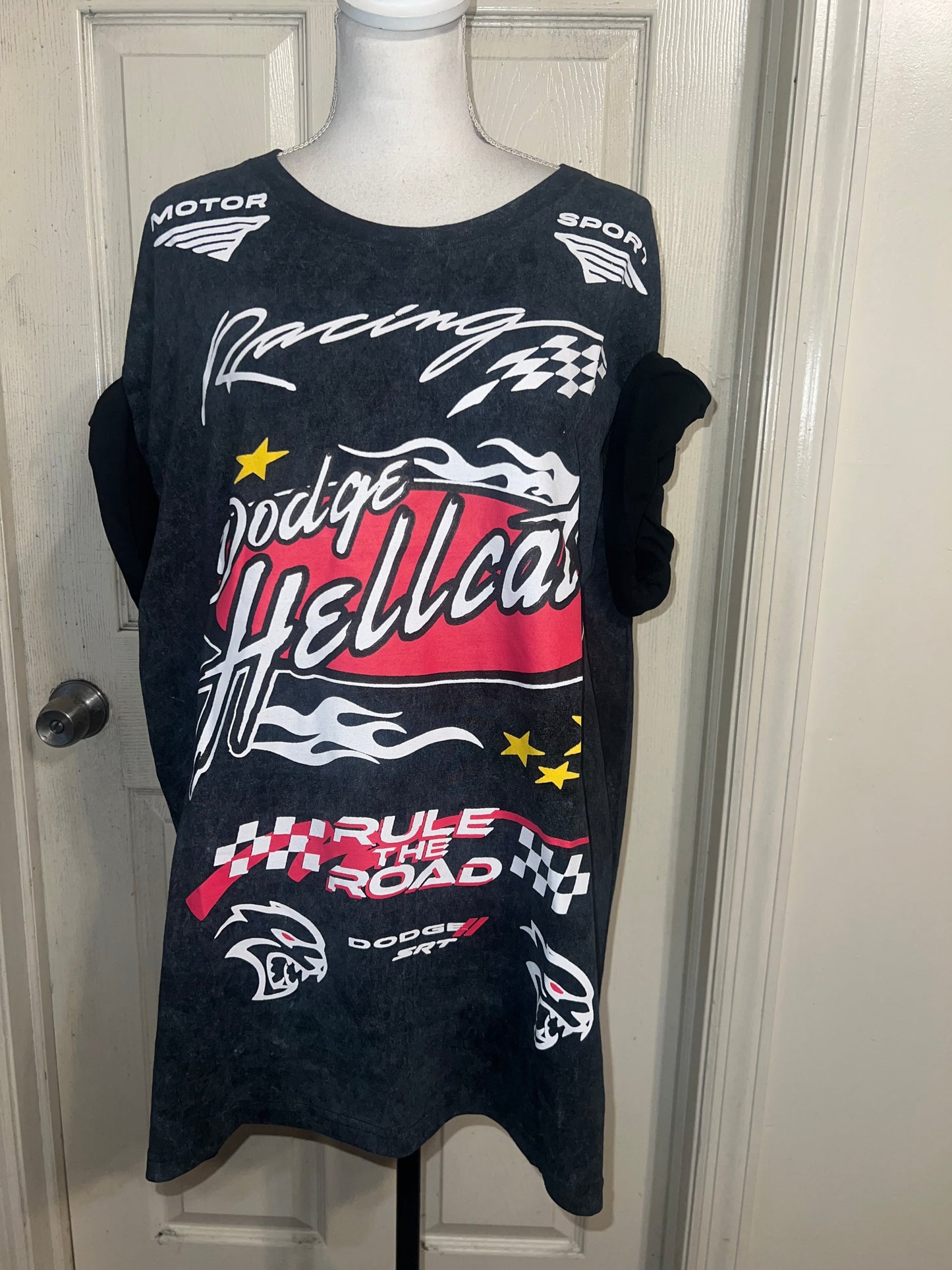 Dodge Hellcat Racing Oversized Distressed Tee  on