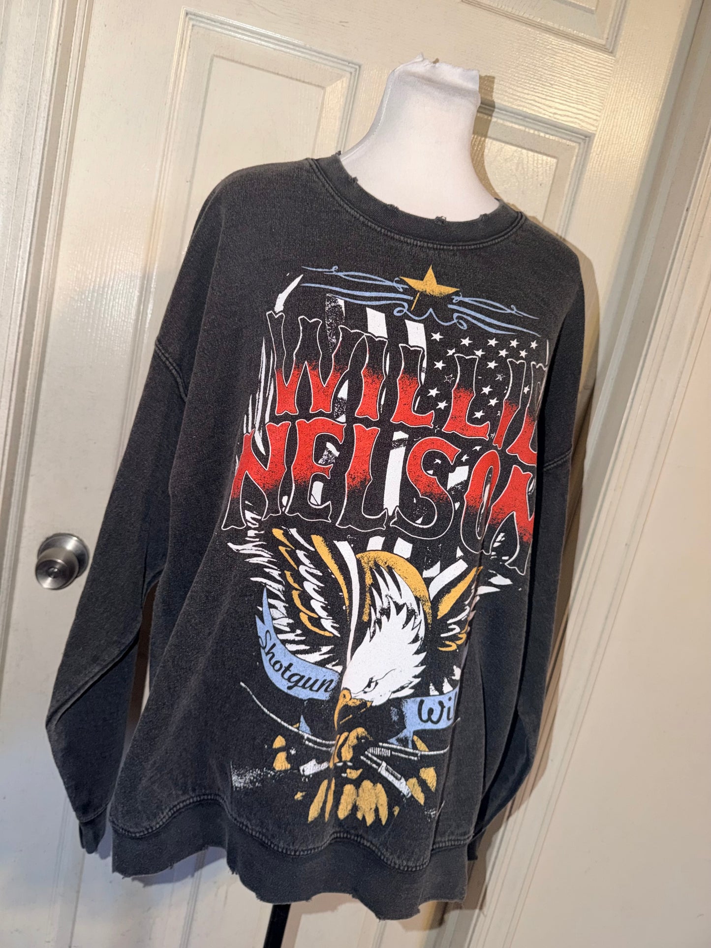 Willie Nelson Oversized Distressed Sweatshirt