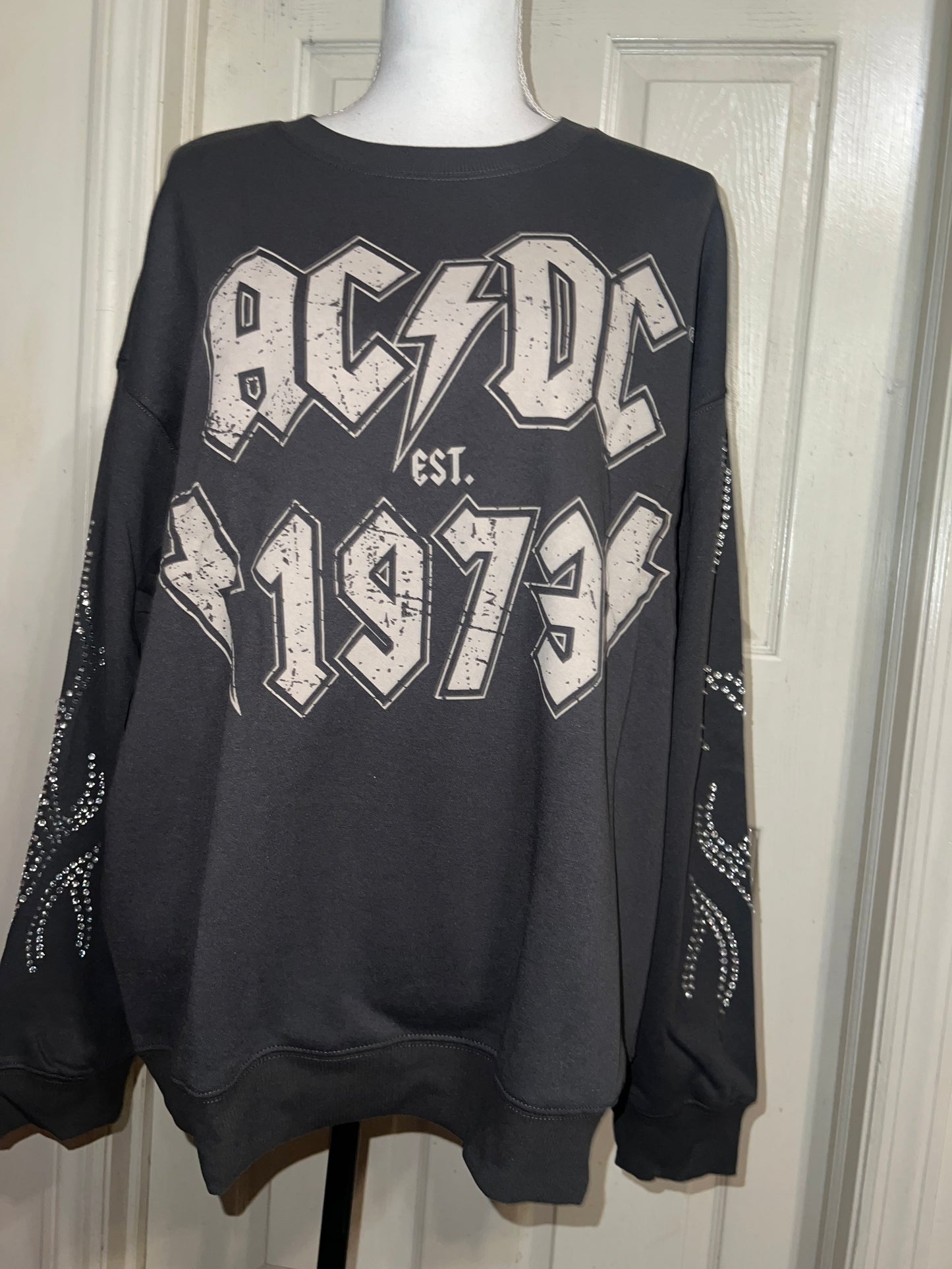 AC/DC Oversized Distressed Sweatshirt