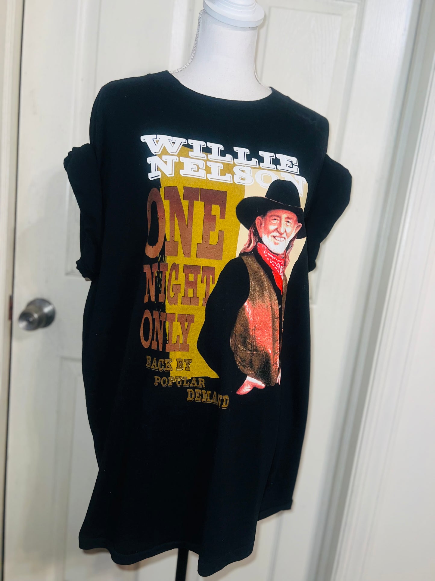 Willie Nelson Double Sided Distressed Vintage Oversized Tee