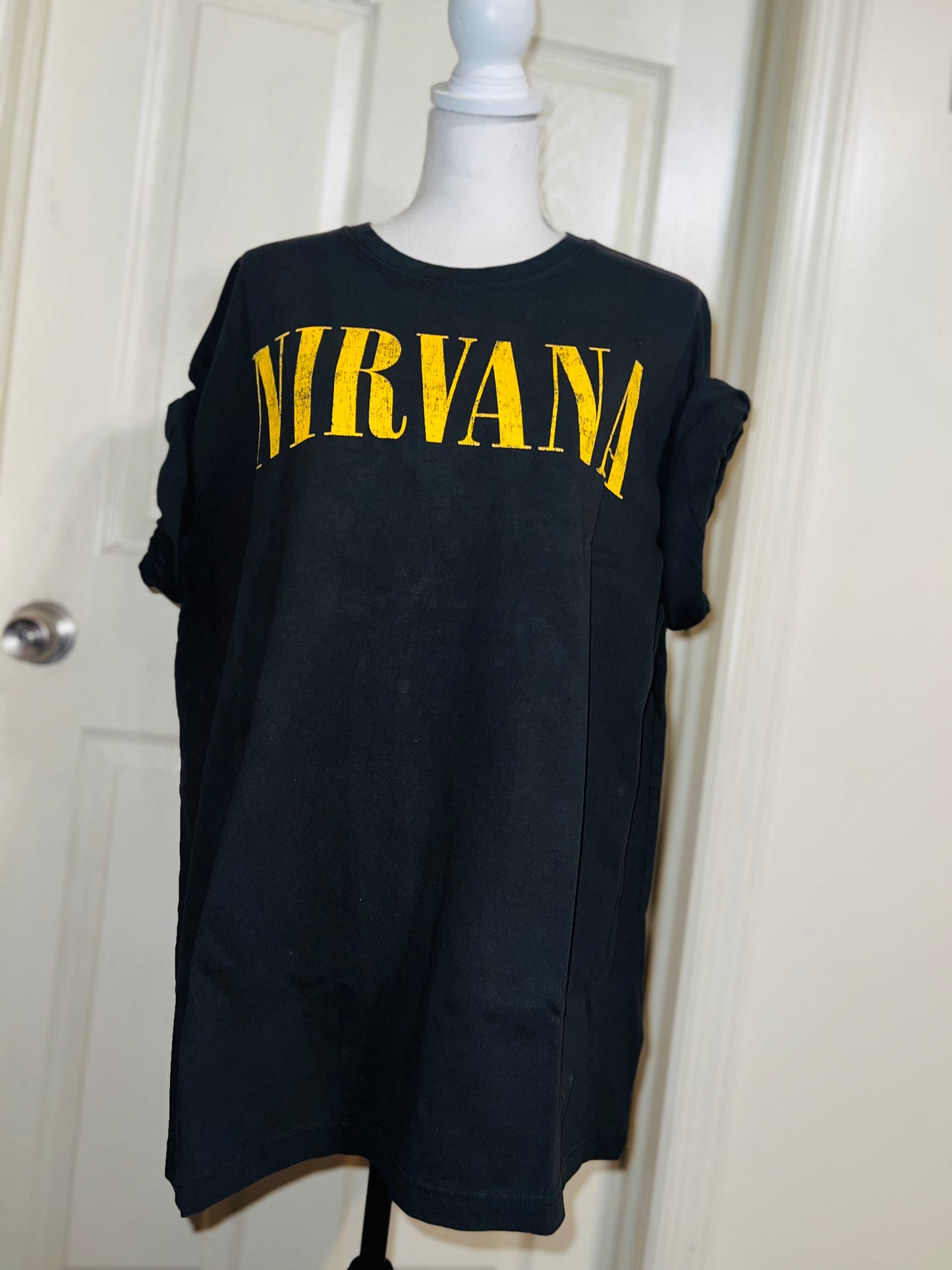 Nirvana Double Sided Oversized Distressed Tee