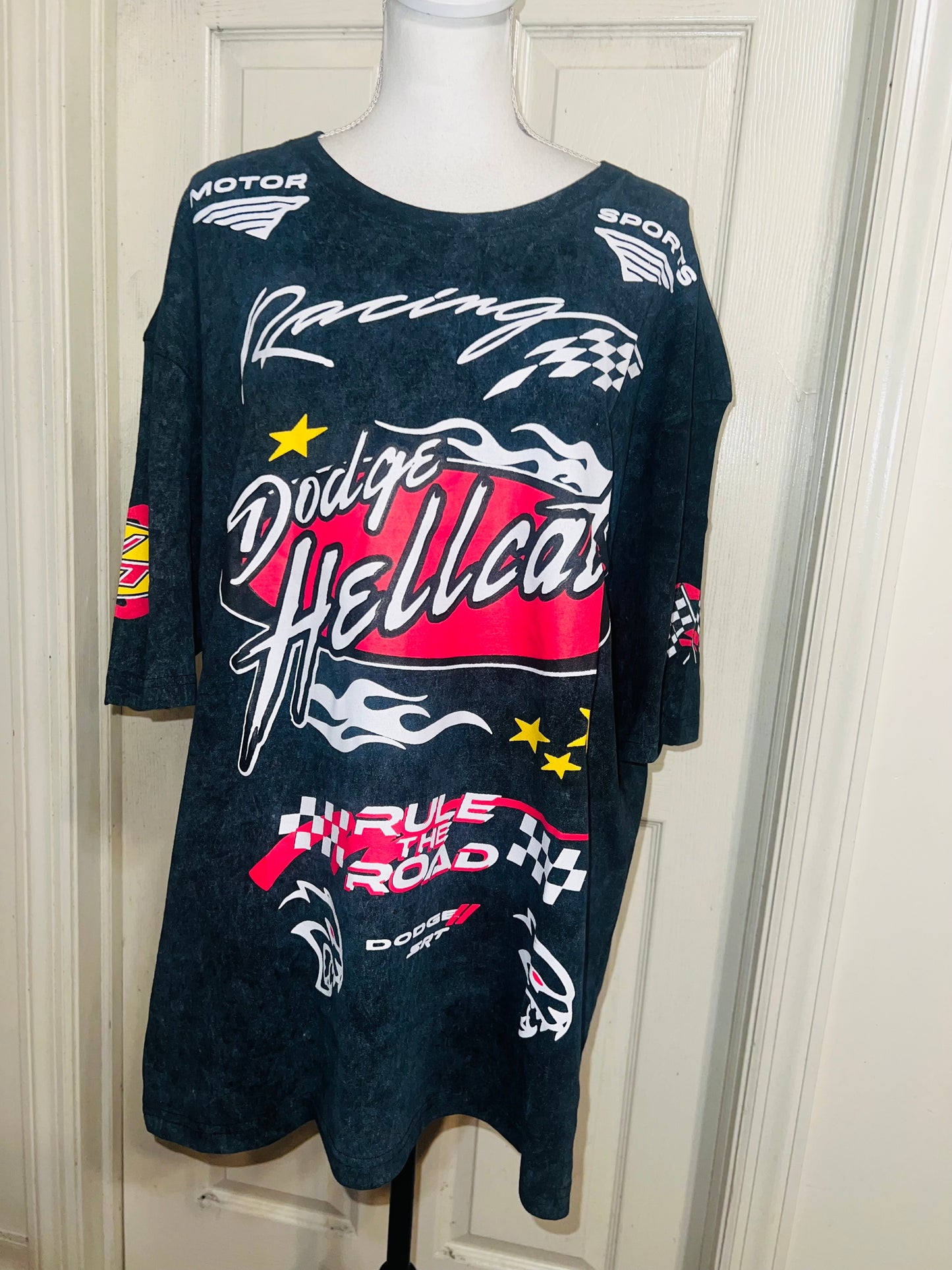 Dodge Hellcat Racing Oversized Distressed Tee  on
