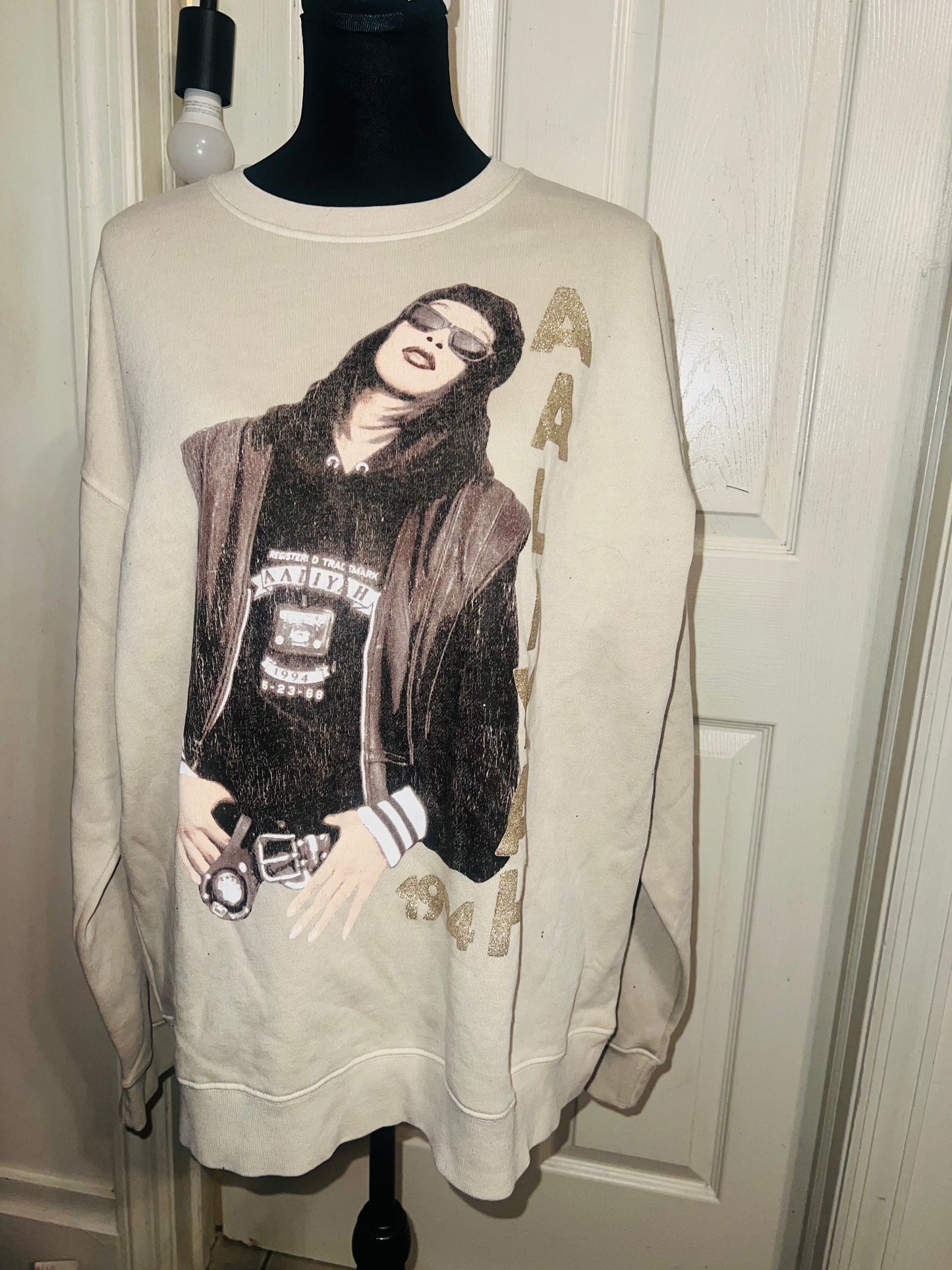 Aaliyah Oversized Distressed Sweatshirt