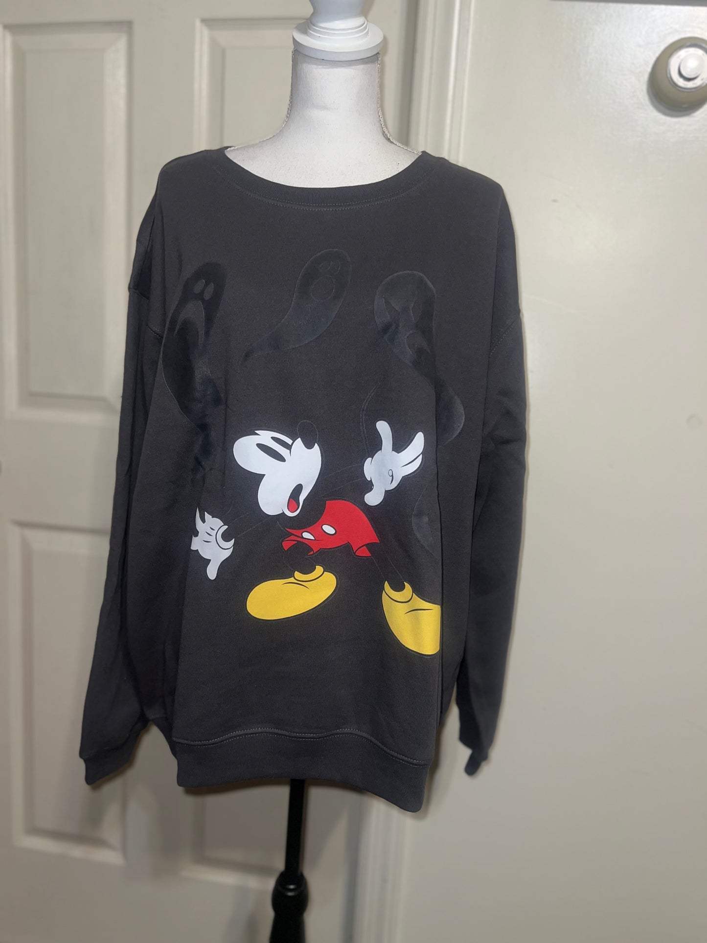 Mickey Mouse Halloween Oversized Distressed Sweatshirt