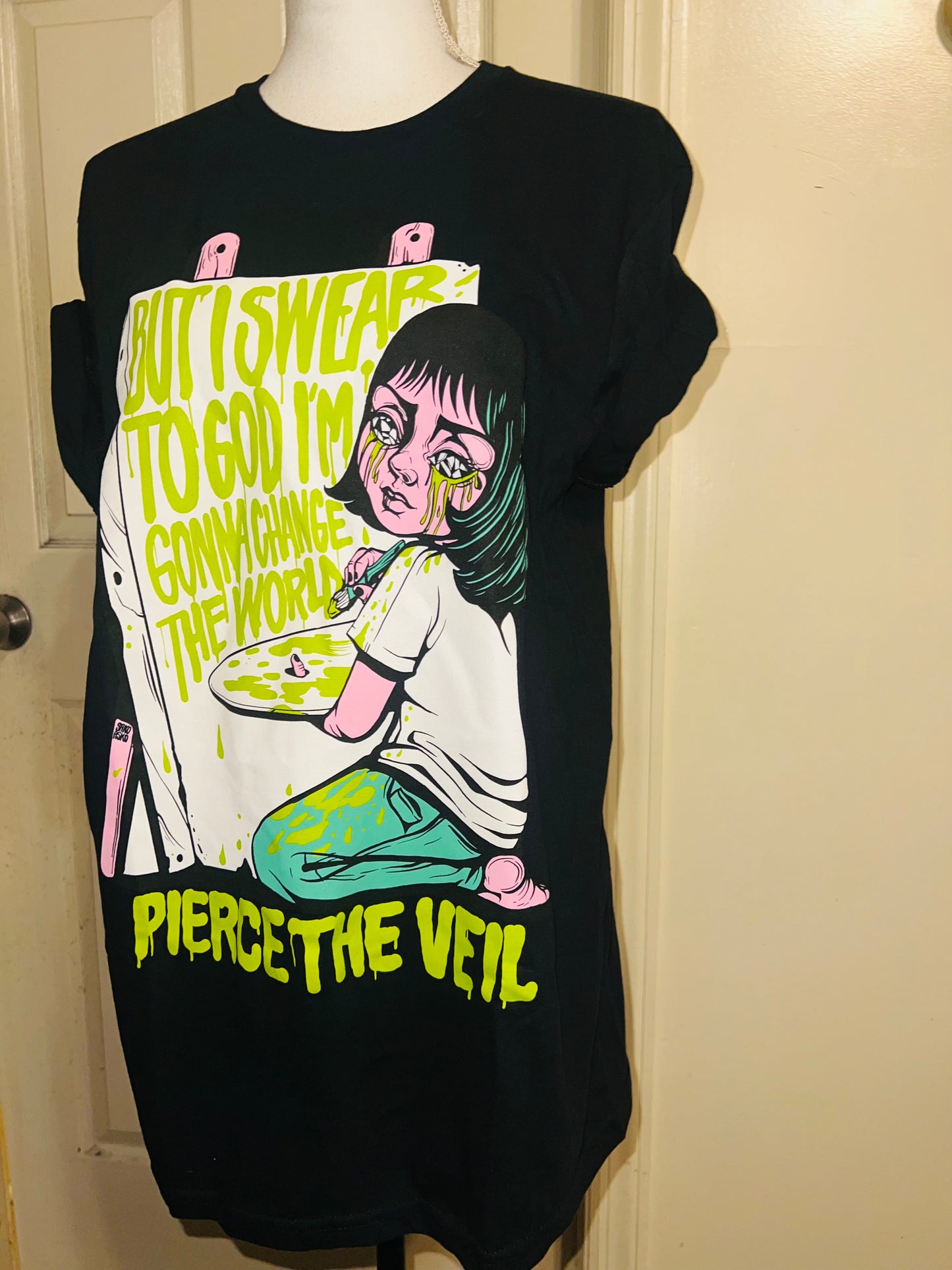 Pierce the Veil Oversized Distressed Tee