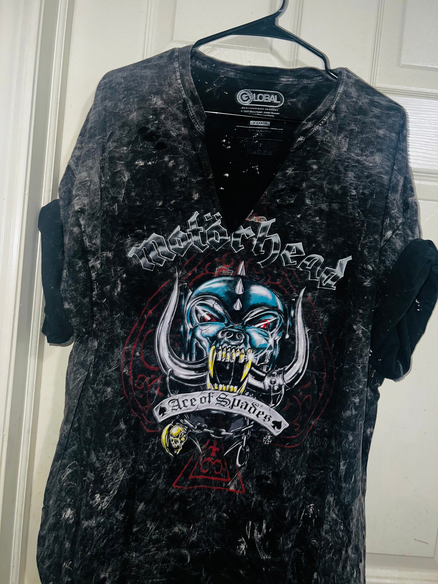 Motörhead Acid Wash Oversized Distressed Tee