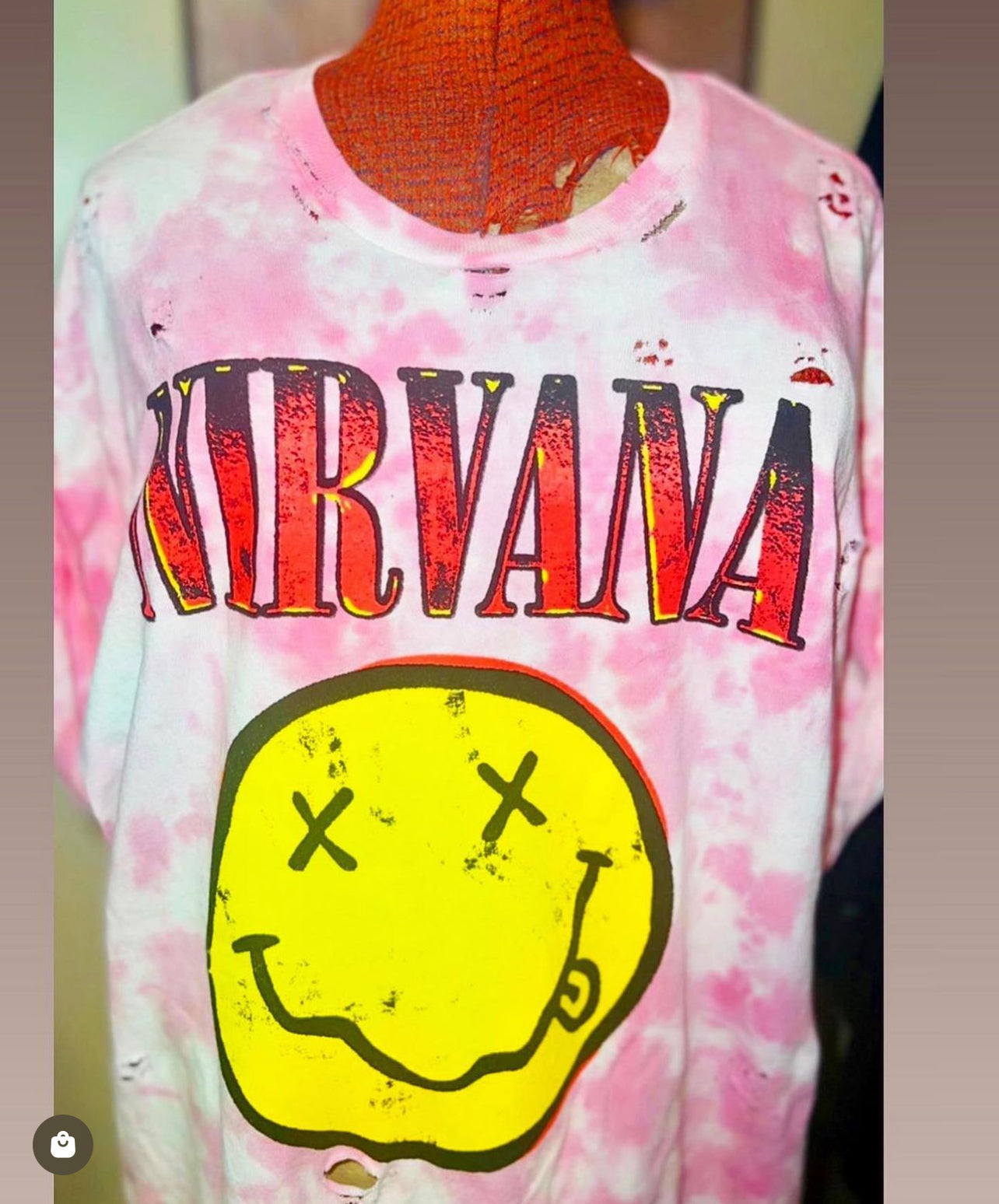 Nirvana Tie Dye Oversized Distressed Tee