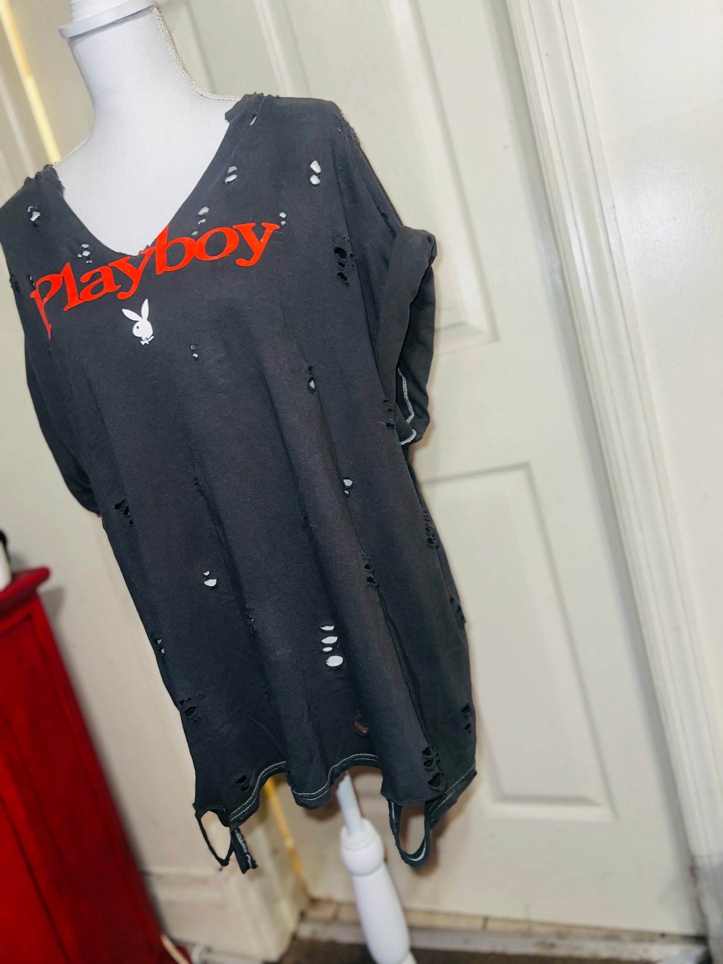 Playboy Double Sided Oversized Distressed Tee