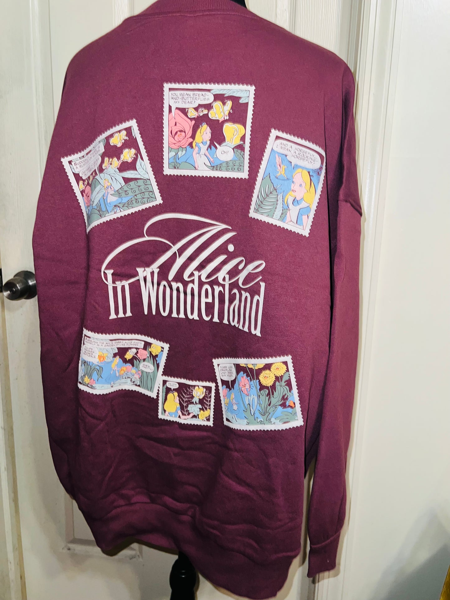 Alice in Wonderland Double Sided Oversized Distressed Sweatshirt