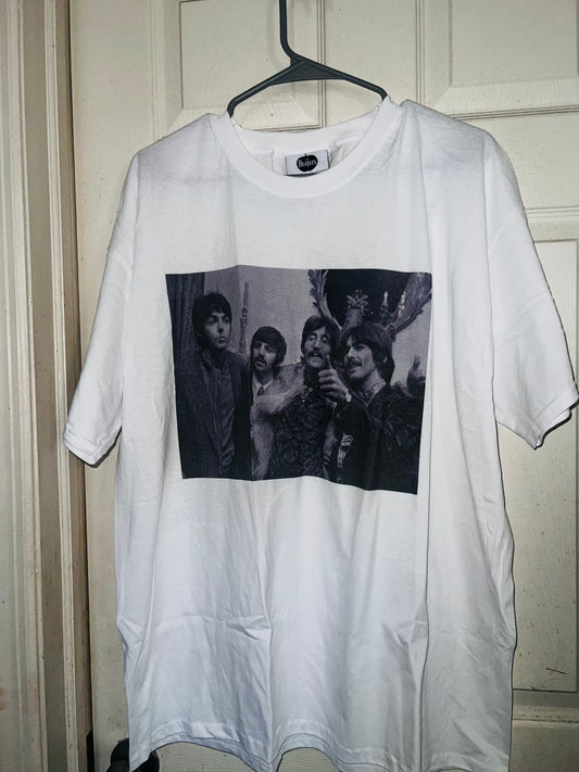 The Beatles Black & White Photograph Oversized Distressed Tee