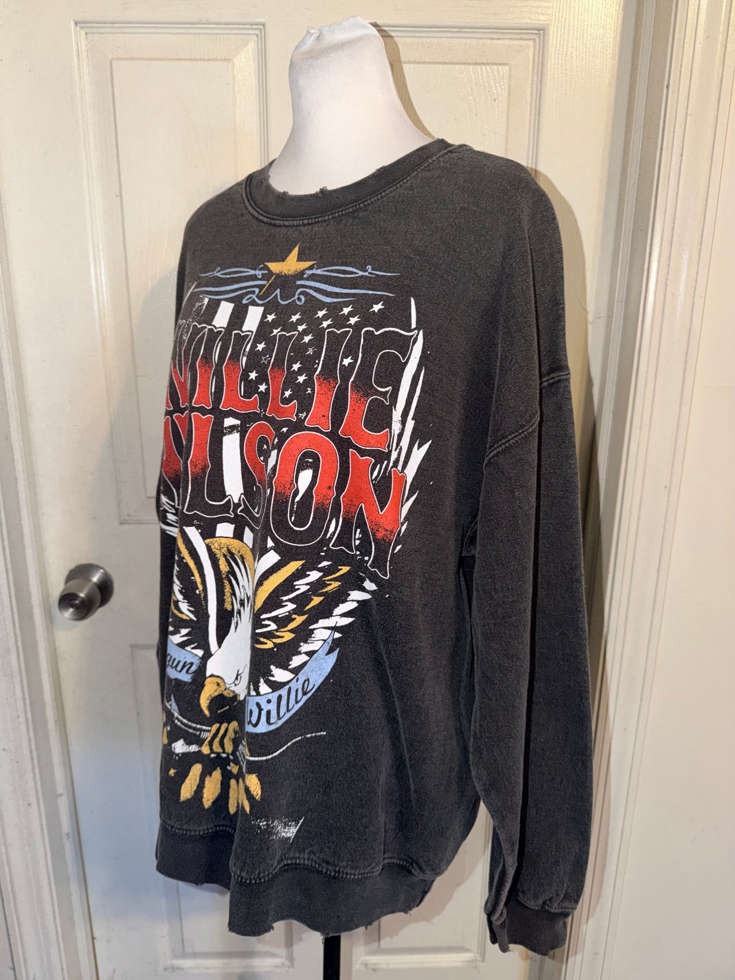 Willie Nelson Oversized Distressed Sweatshirt