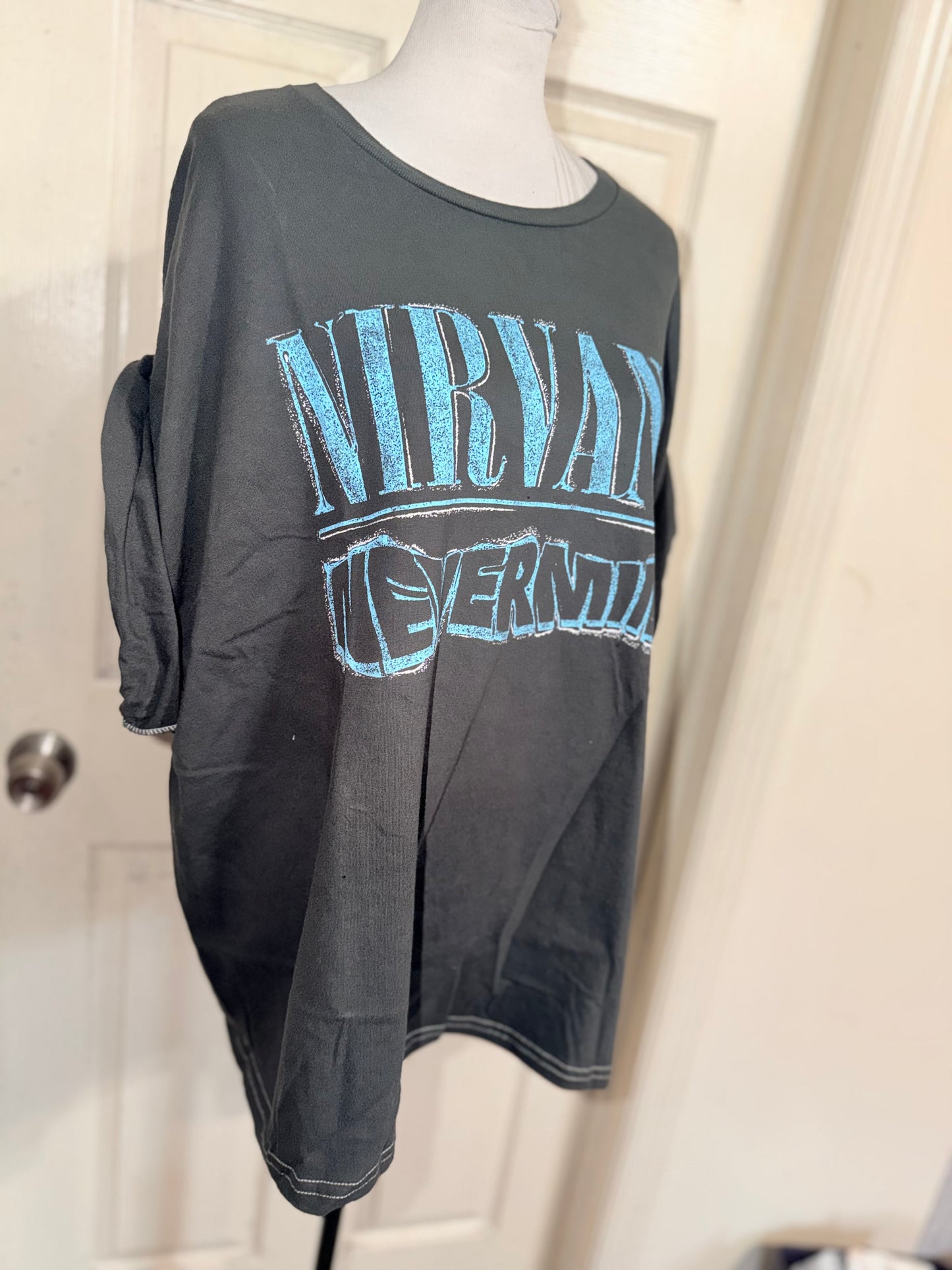Nirvana Double Sided Oversized Distressed Tee
