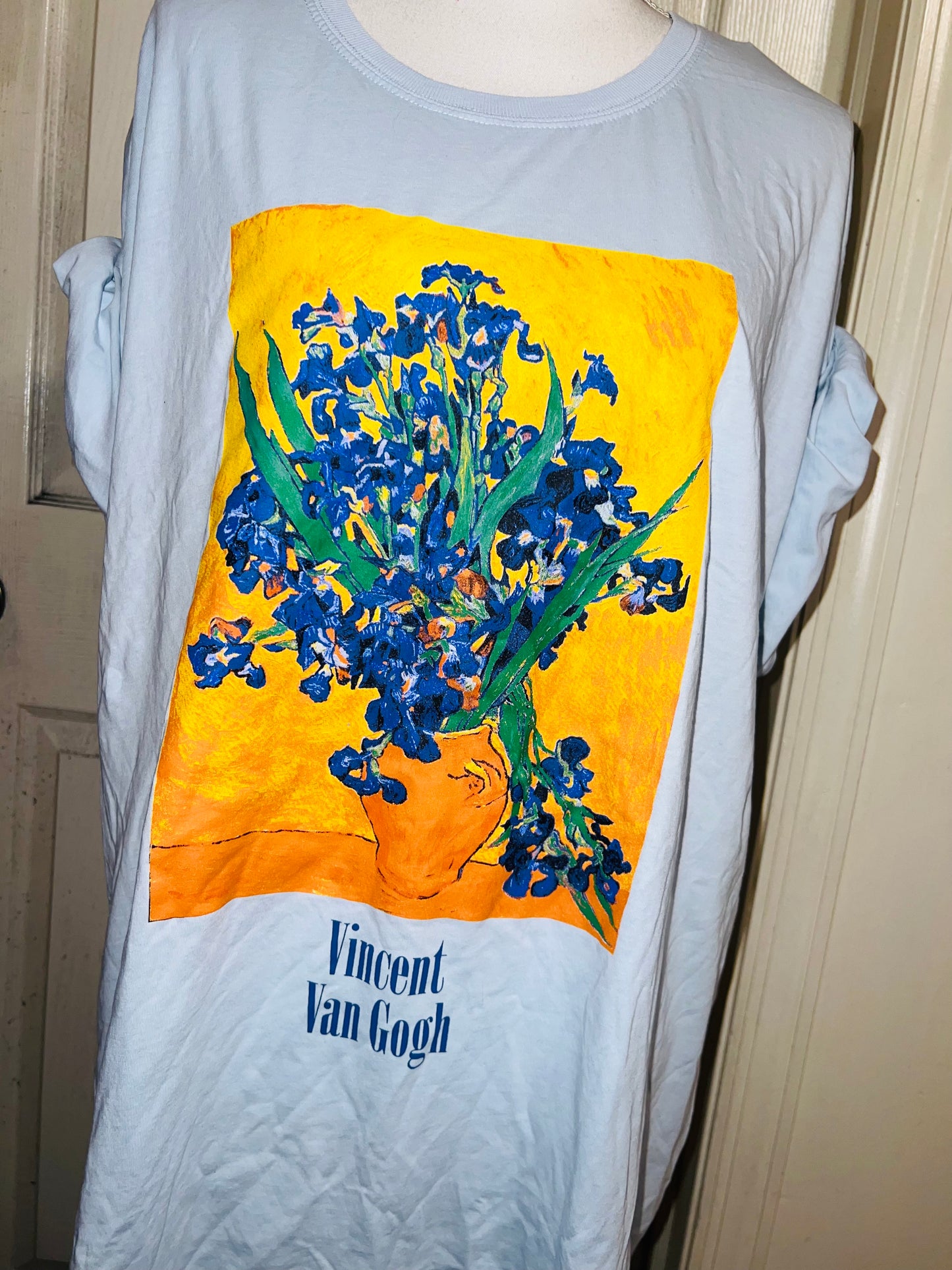 Vincent Van Gogh Irises Oversized Distressed Tee