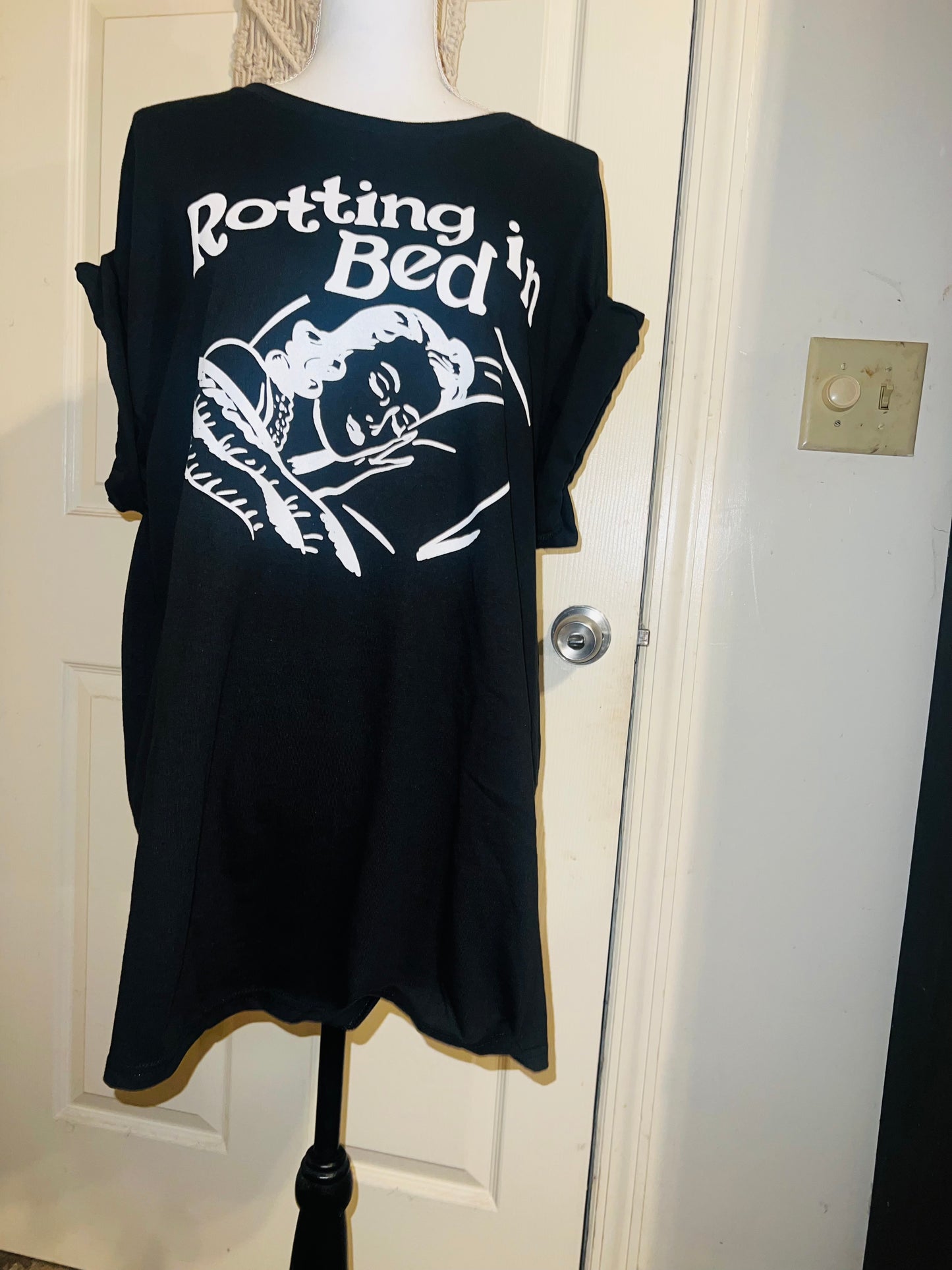 Rotting in Bed Oversized Distressed Tee