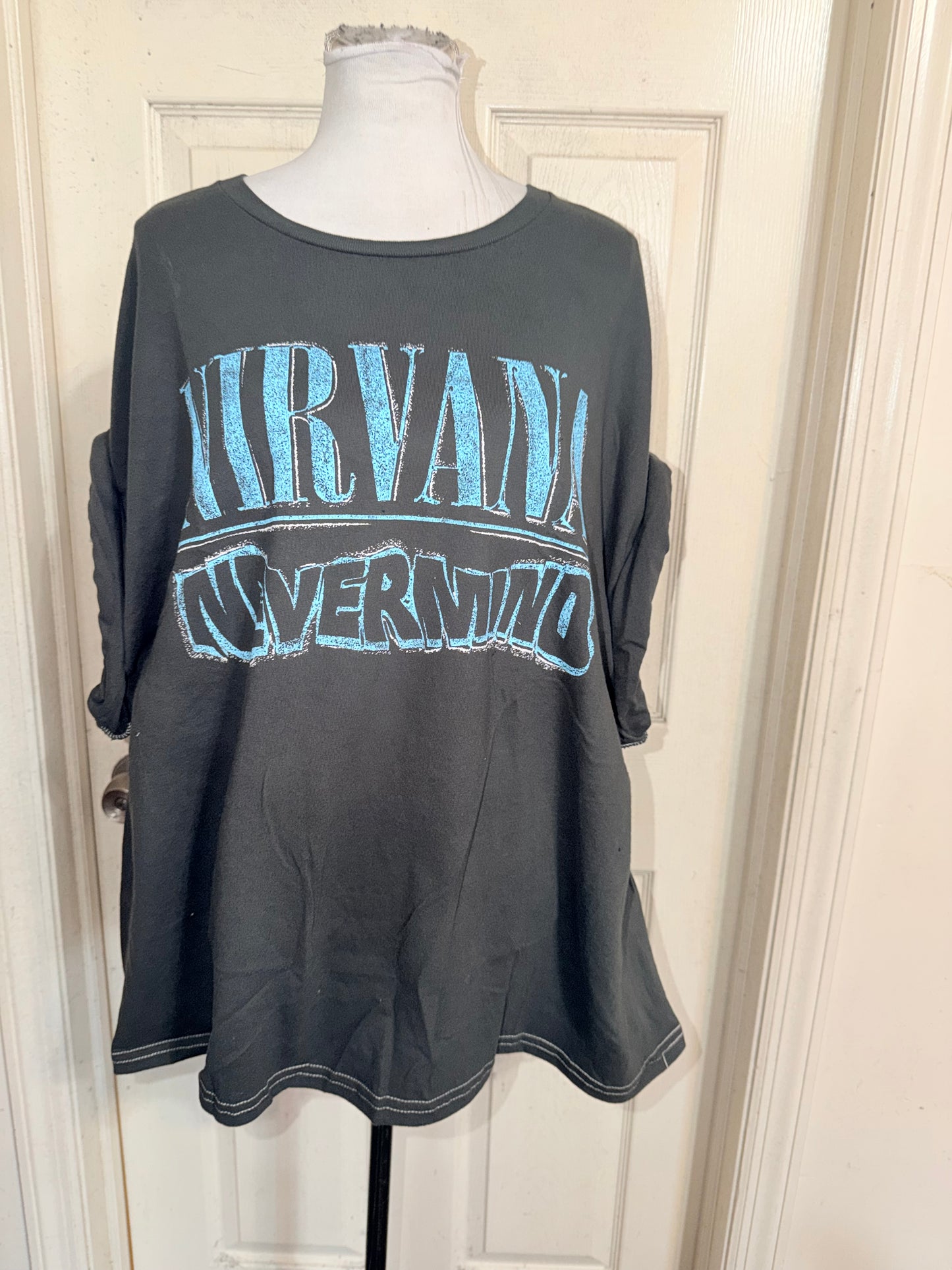 Nirvana Double Sided Oversized Distressed Tee