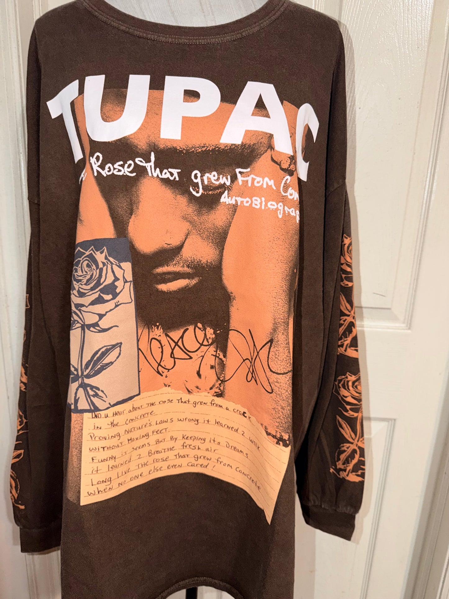 Tupac Oversized Distressed Long Sleeve Tee
