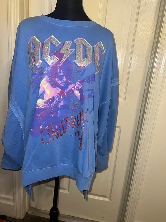 AC/DC Oversized Distressed Sweatshirt