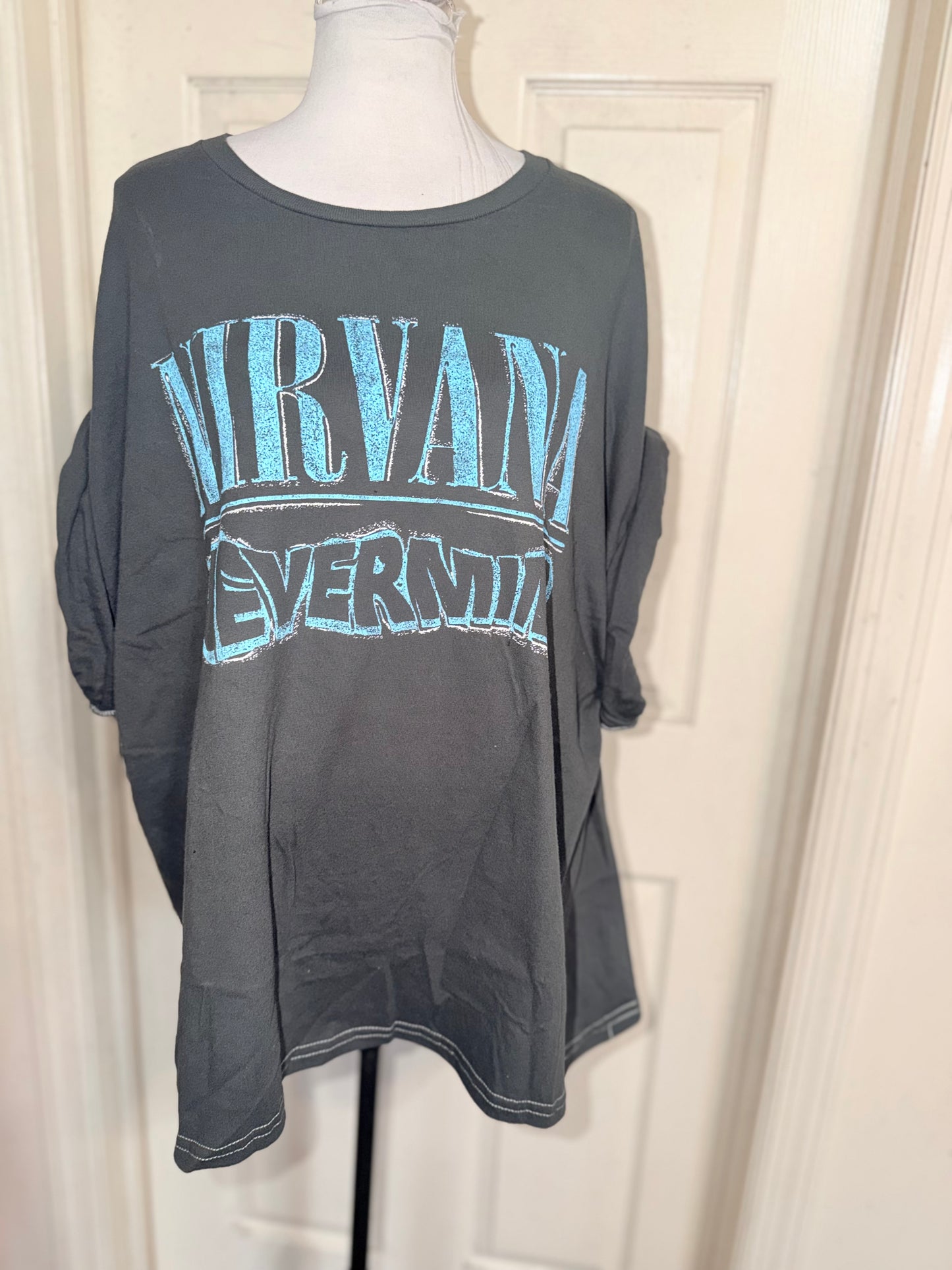Nirvana Double Sided Oversized Distressed Tee