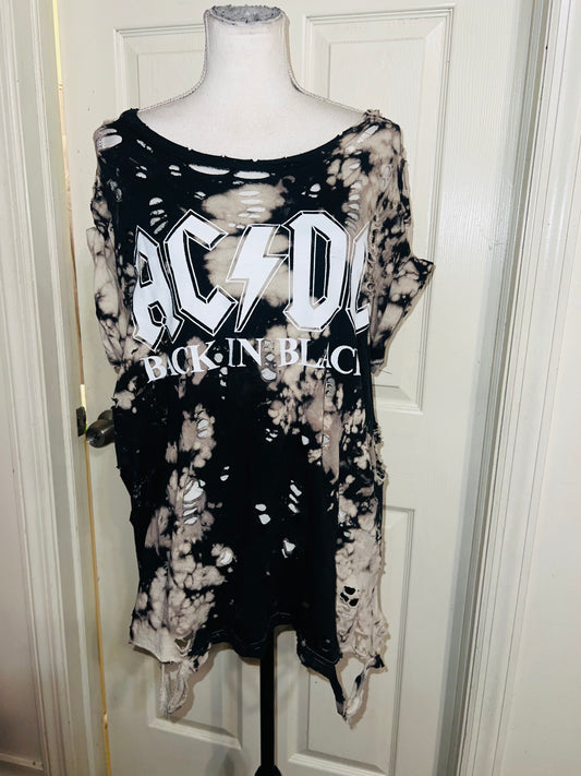 AC/DC Double Sided Oversized Distressed Tee