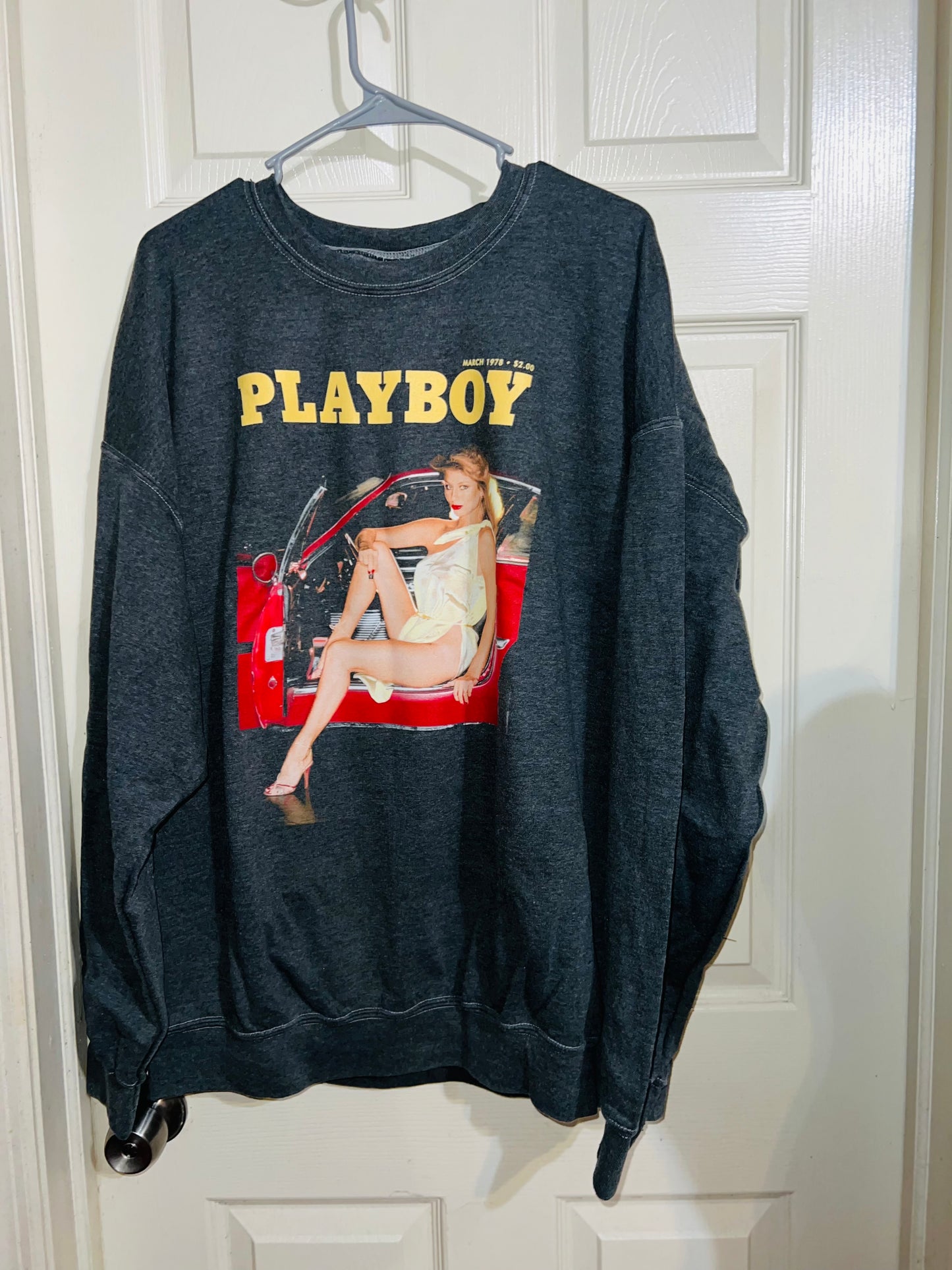 Playboy Magazine Oversized Distressed Sweatshirt