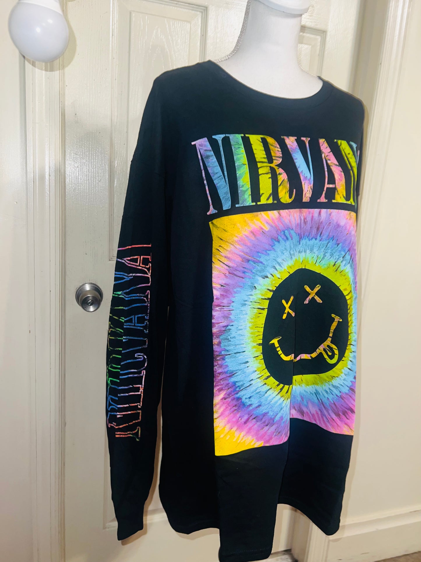 Nirvana Oversized Distressed Long Sleeve Tee