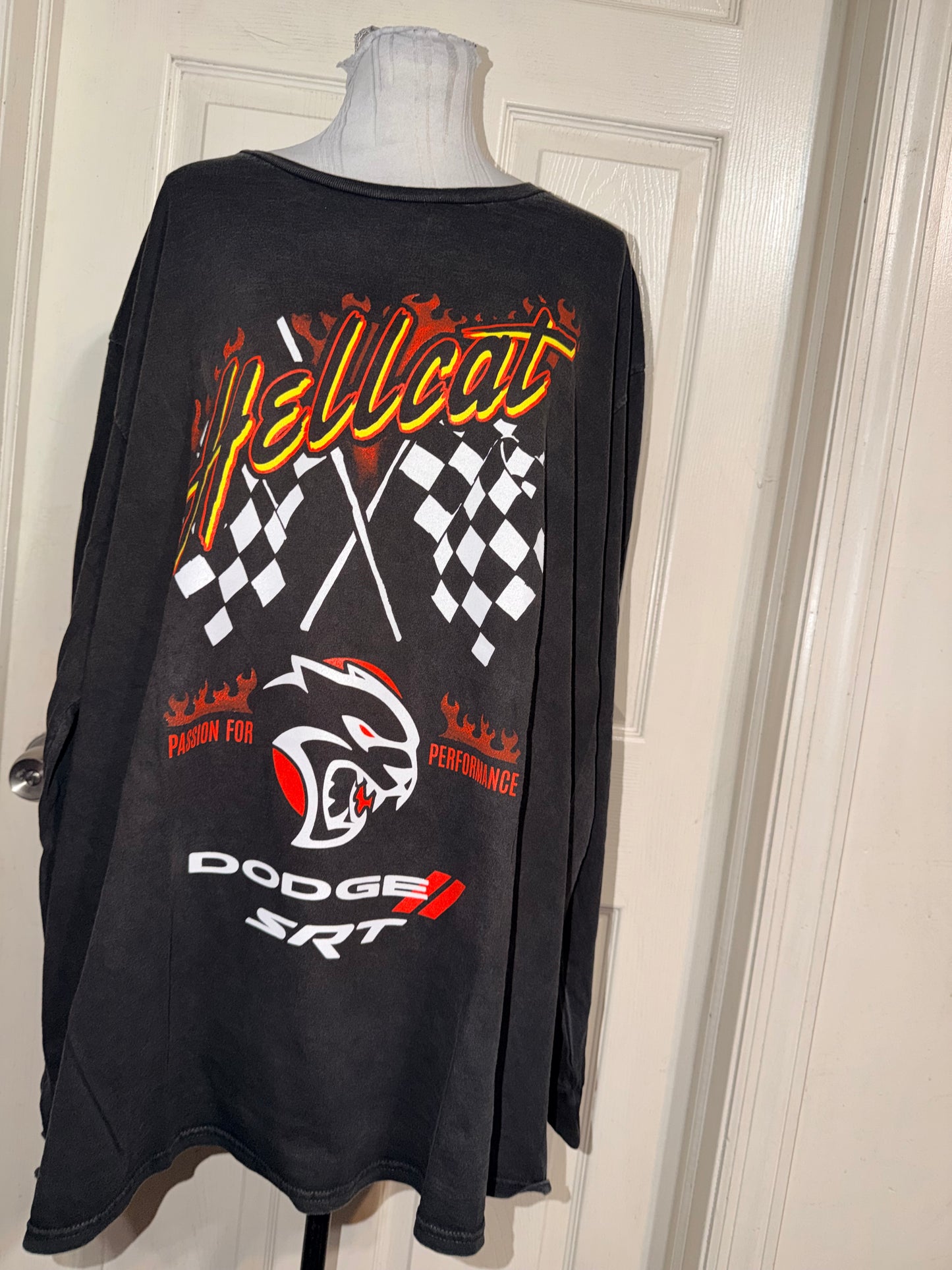 Dodge Hellcat Oversized Distressed Long Sleeve Tee