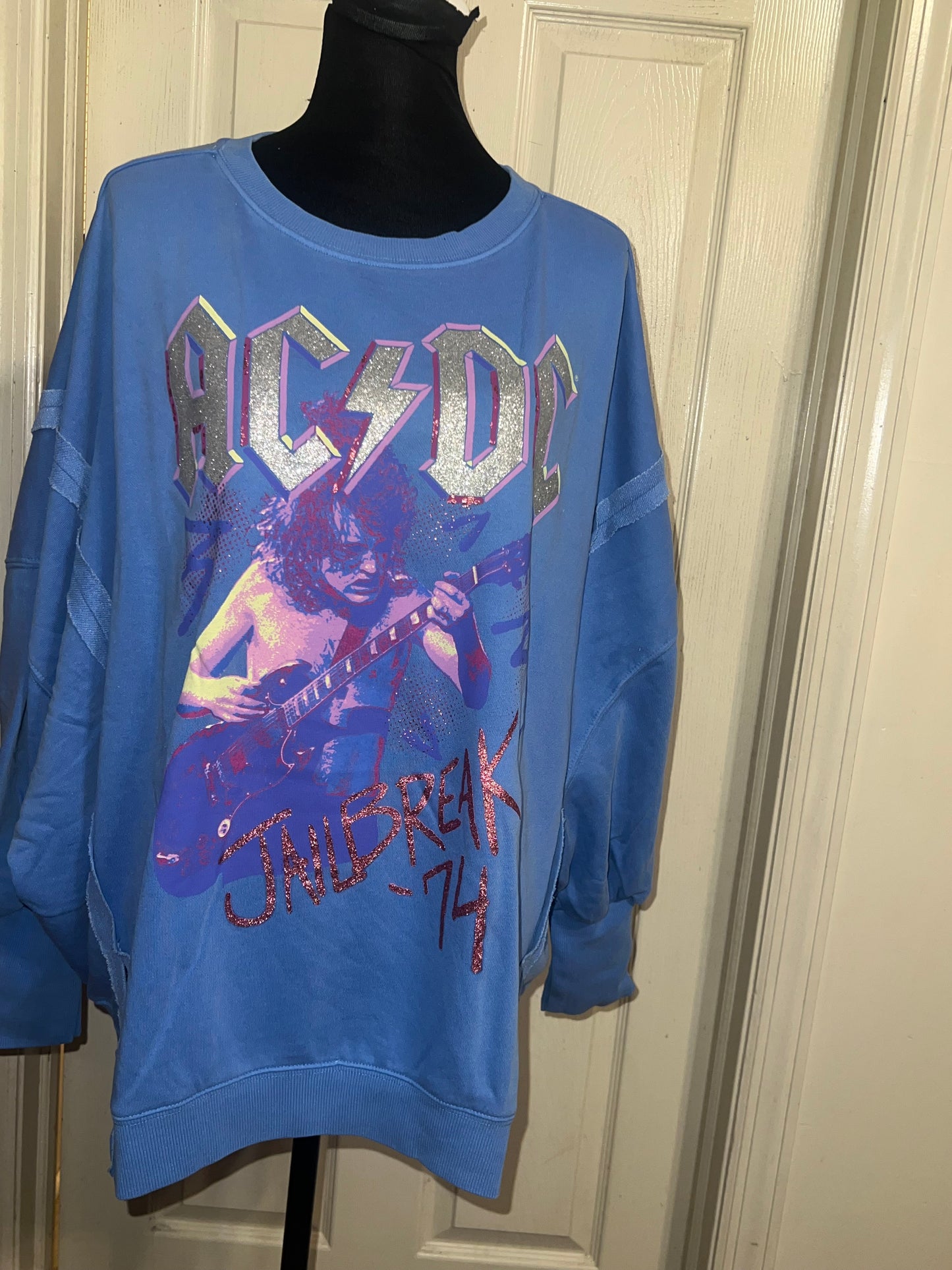 AC/DC Oversized Distressed Sweatshirt