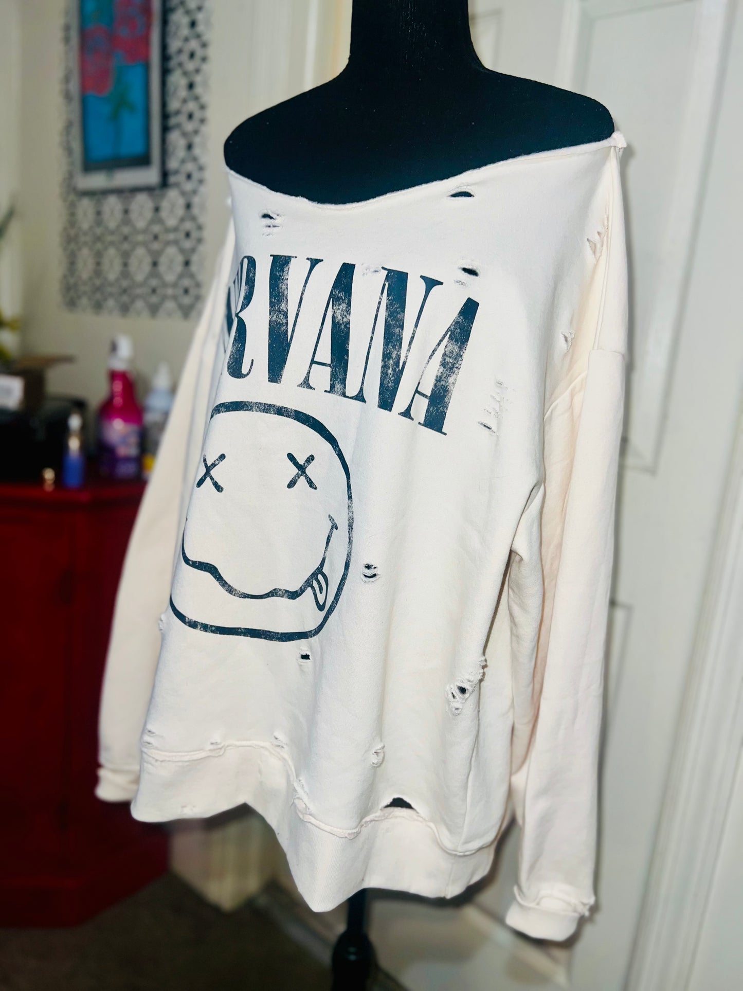 Nirvana Oversized Cream Sweatshirt