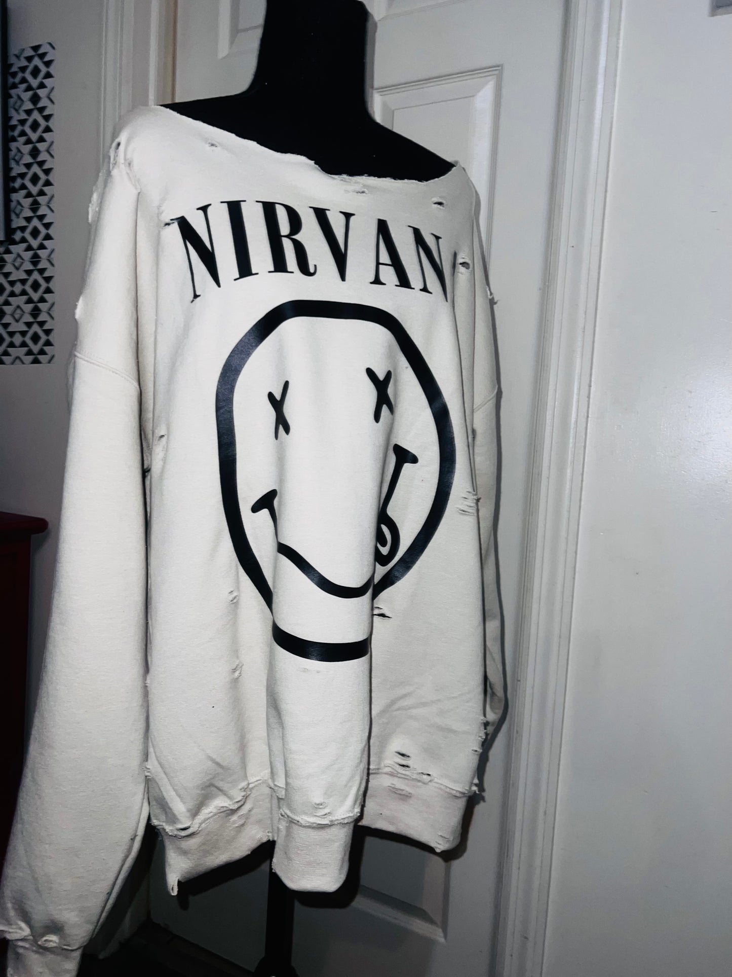 Nirvana Oversized Distressed Sweatshirt