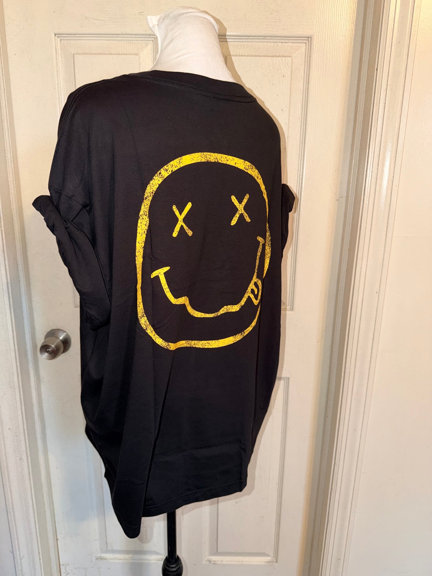 Nirvana Double Sided Oversized Distressed Tee