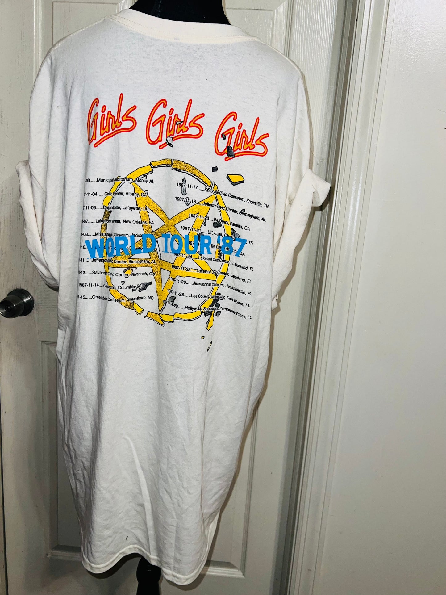 Motley Crue Tour Double Sided  Oversized Distressed Tee