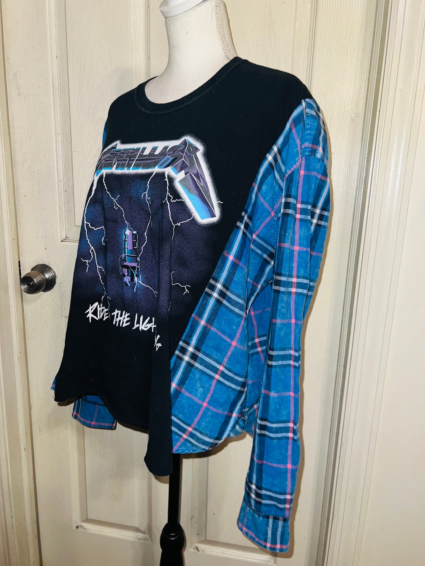 Metallica Oversized Distressed Flannel Long Sleeve Tee