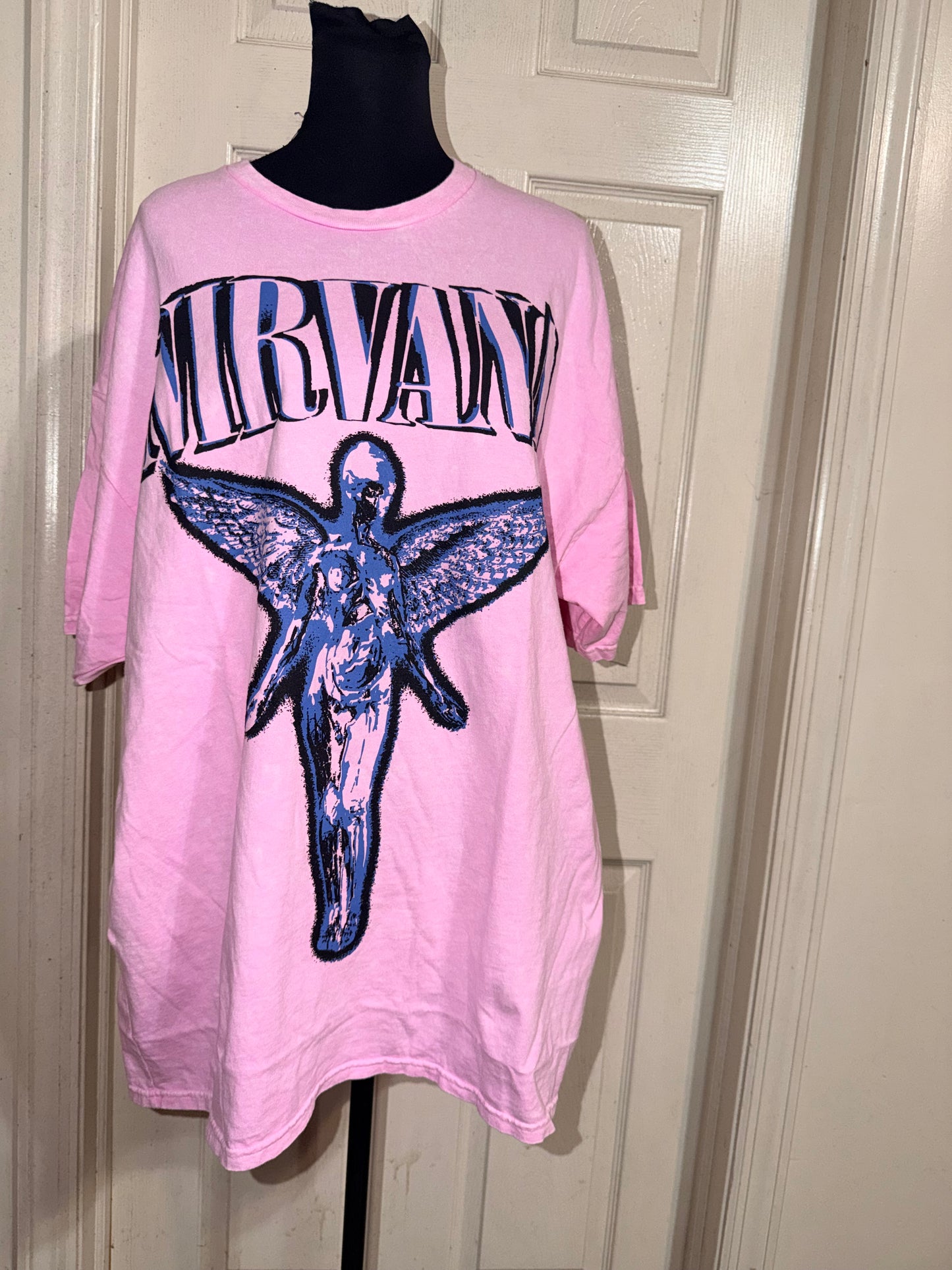 Nirvana Double Sided Oversized Distressed Tee