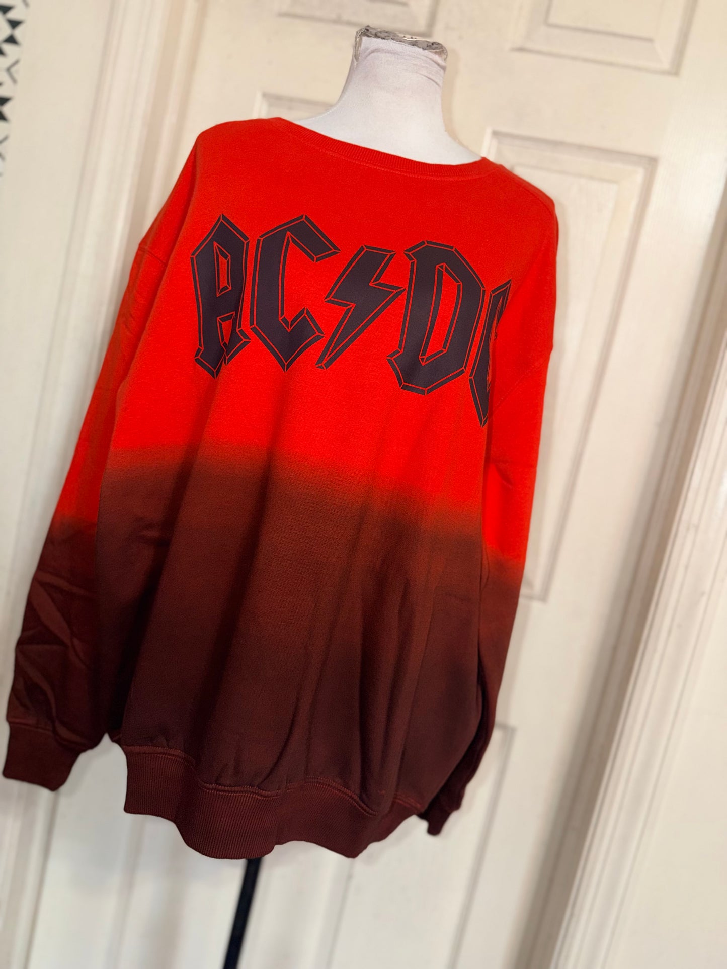 AC/DC Oversized Distressed Sweatshirt