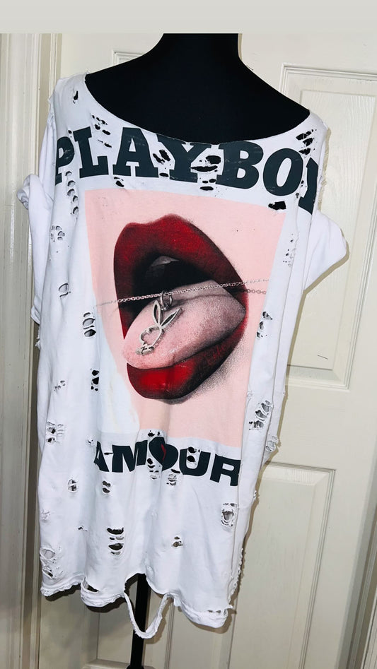 Playboy Double Sided Oversized Distressed Tee
