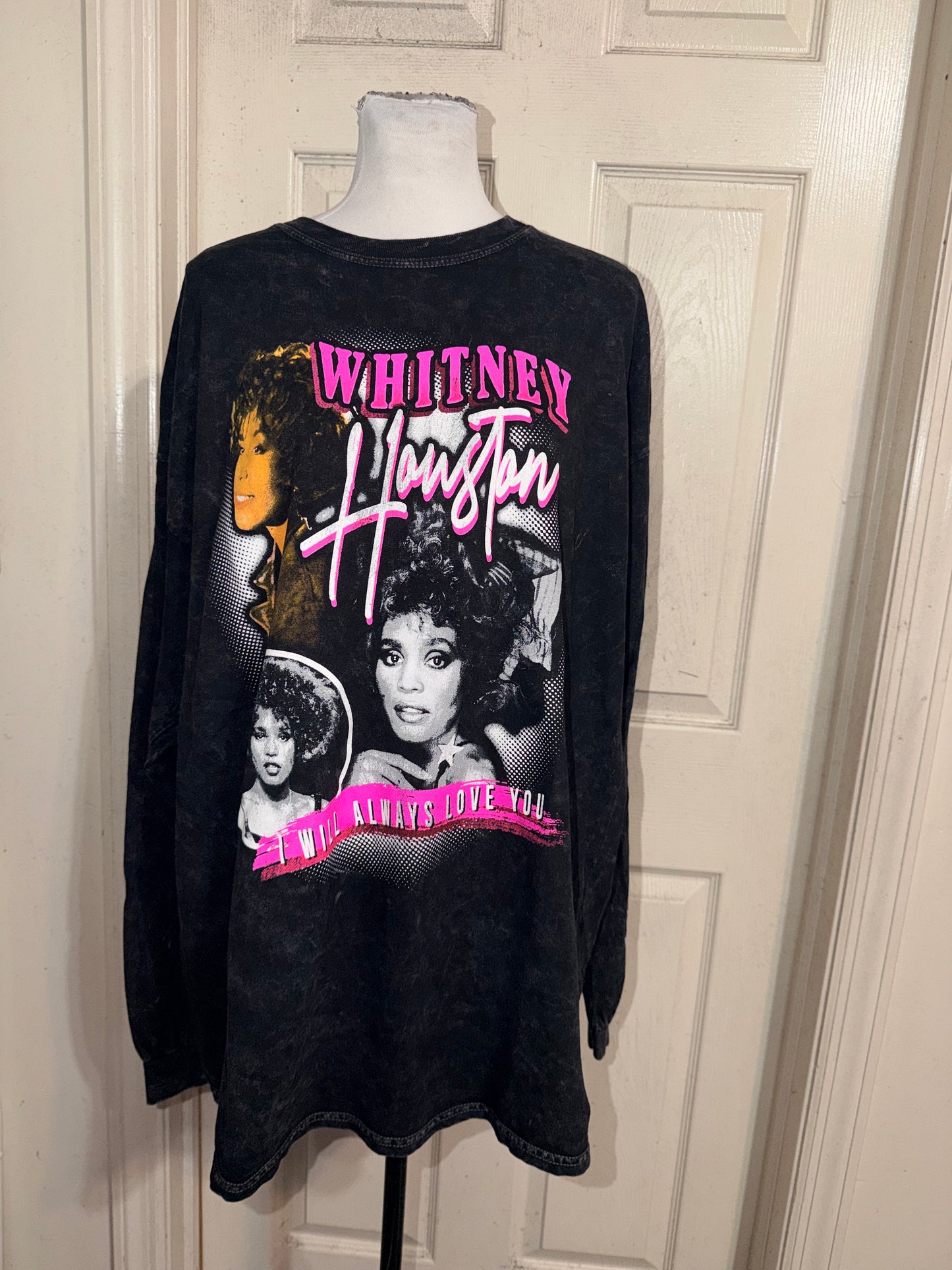 Whitney Houston Oversized Distressed Long Sleeve Tee