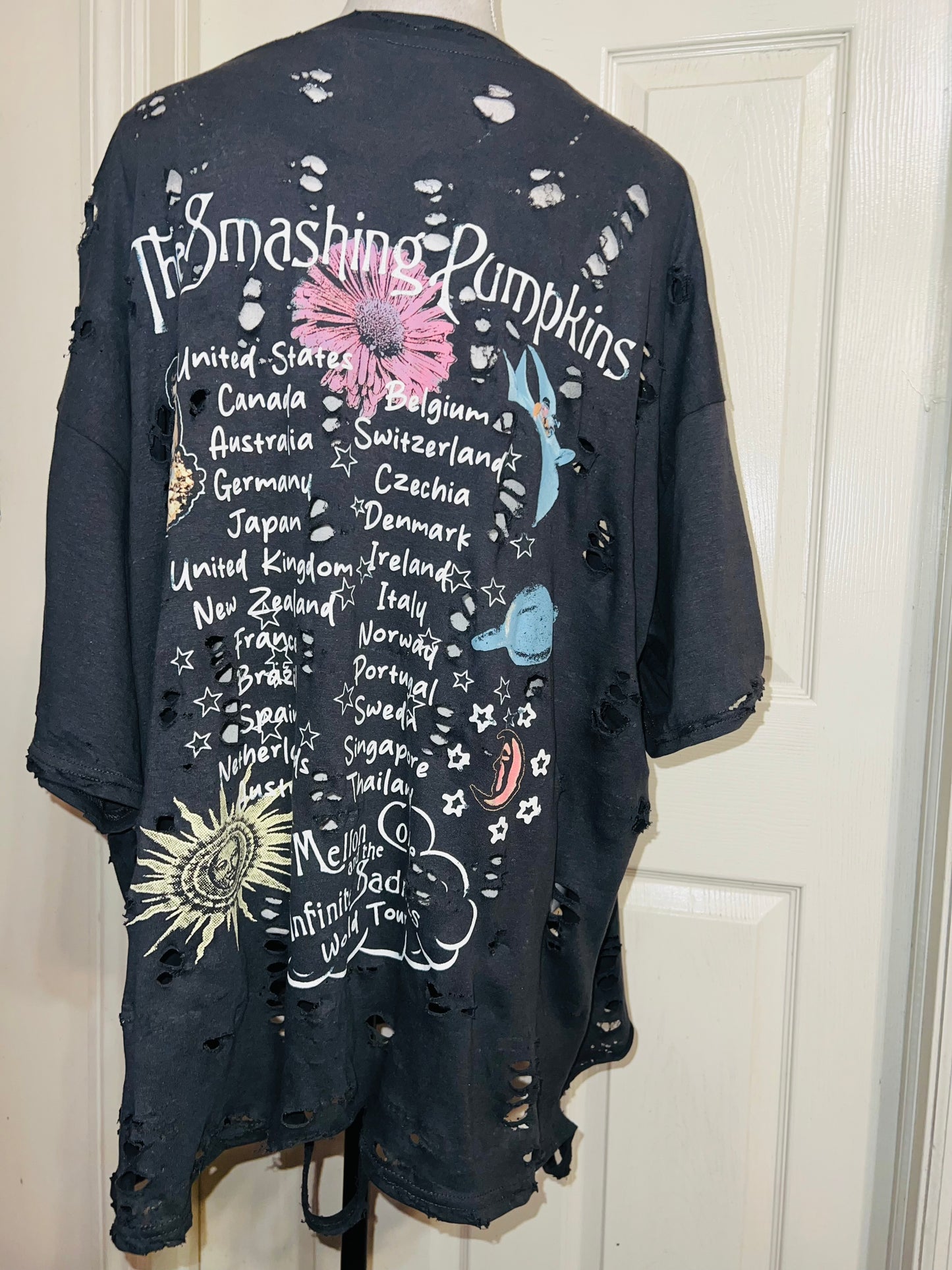 Smashing Pumpkins Double Sided Oversized Distressed Tee